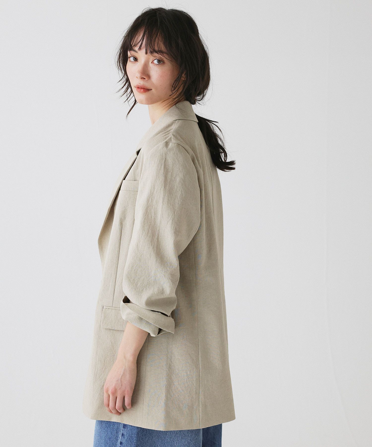 BABYLONE「リネンライクシャンタンクロスジャケット」|テーラードジャケット|