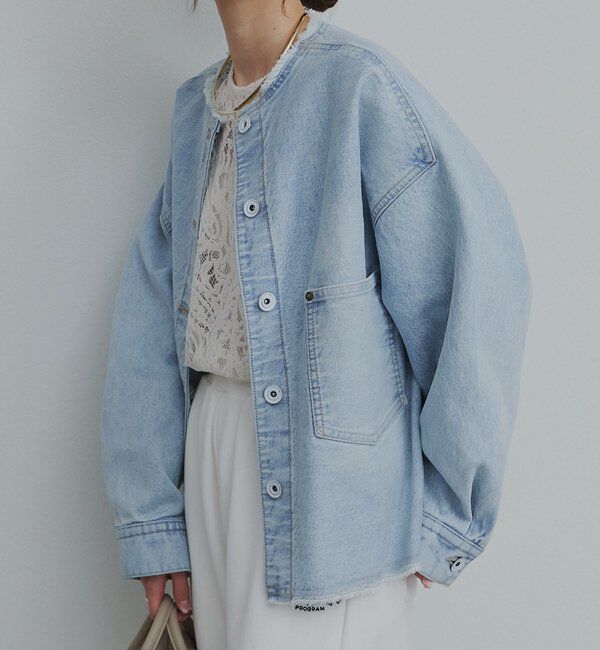  「セルビッチデニムノーカラージャケット」|デニムジャケット|