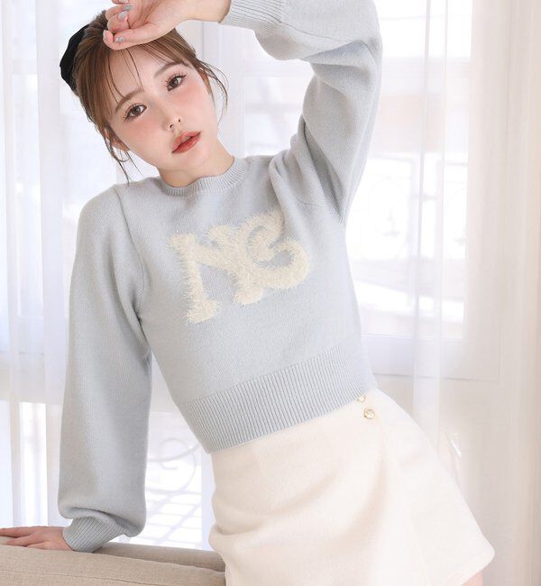  「ロゴアソートニット」|ニット・セーター|サックスブルー