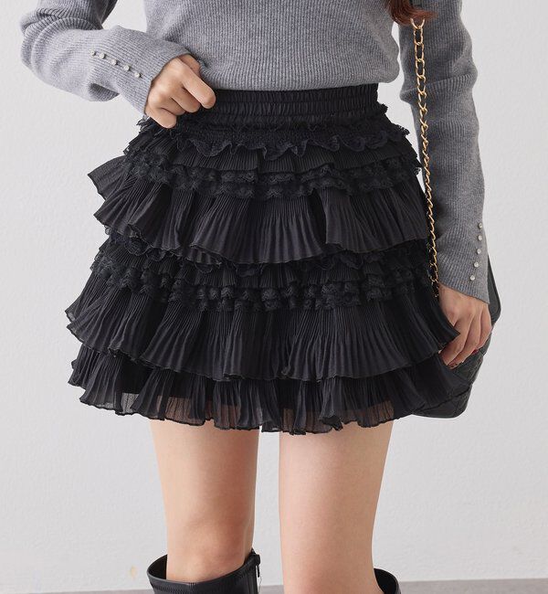  「フリルミニスカート」|スカート|ブラック