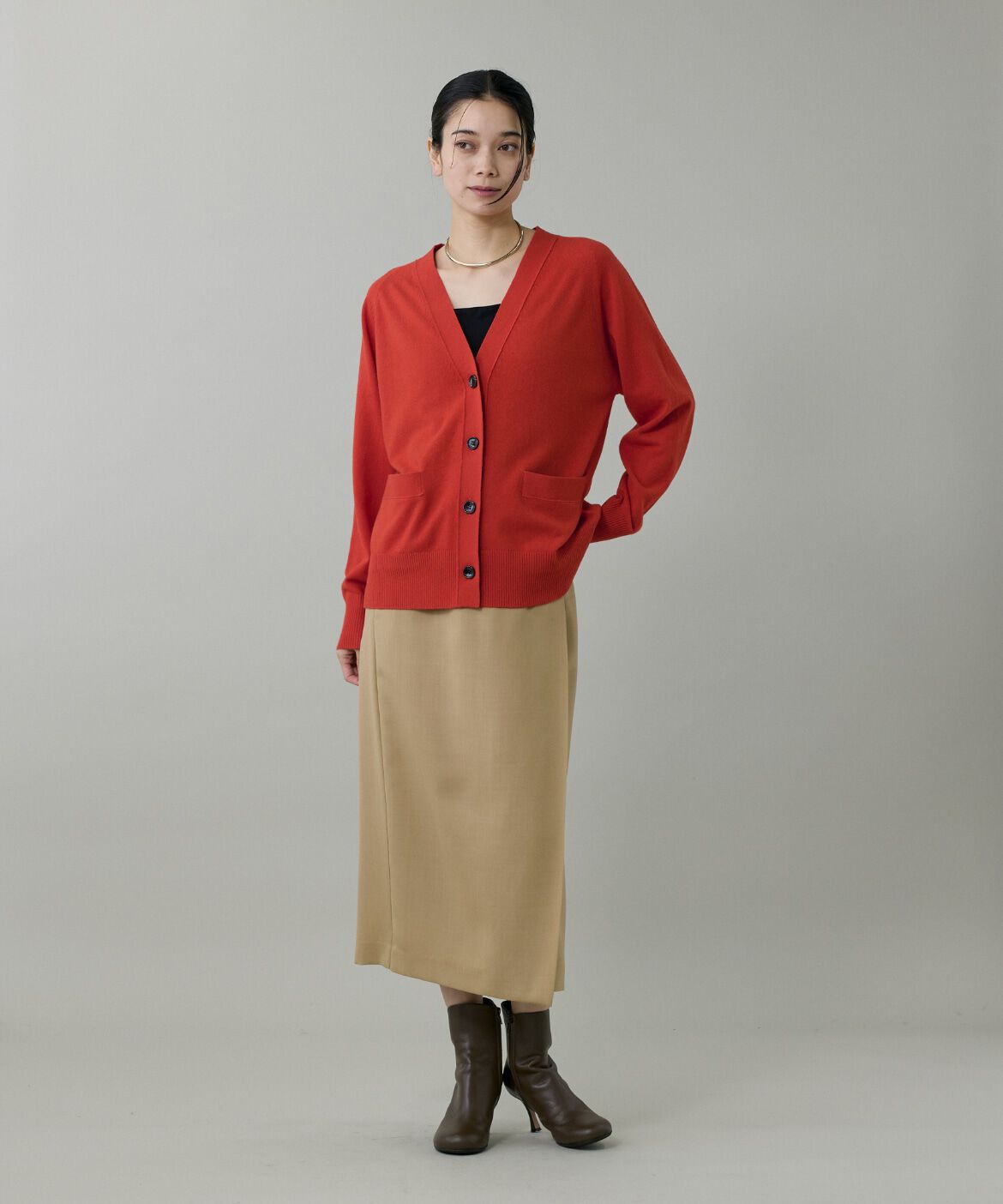 INED「ライトカルゼ ラップ風タイトスカート」|タイト|