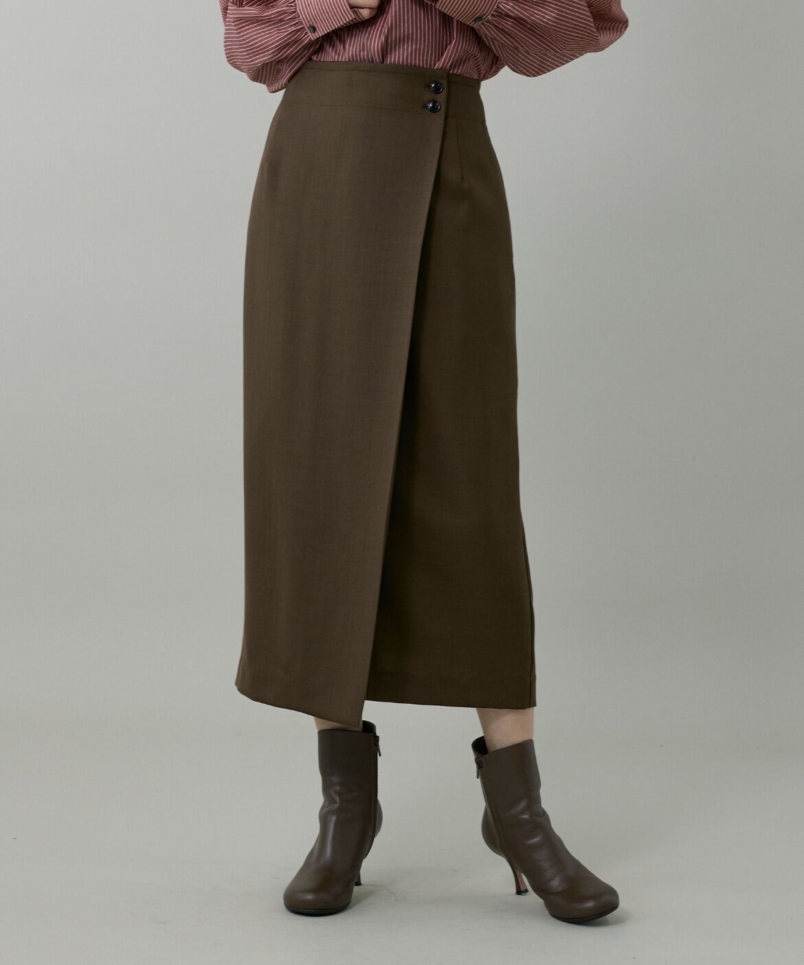 INED「ライトカルゼ ラップ風タイトスカート」|タイト|