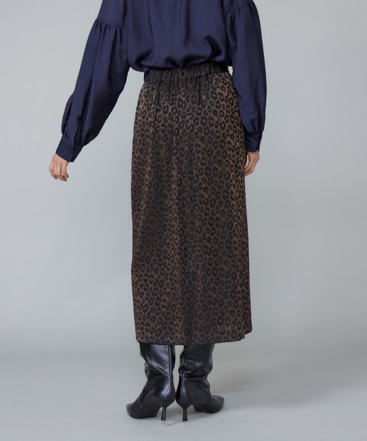 Le Souk「レオパードジャカードAラインスカート」|タイト|