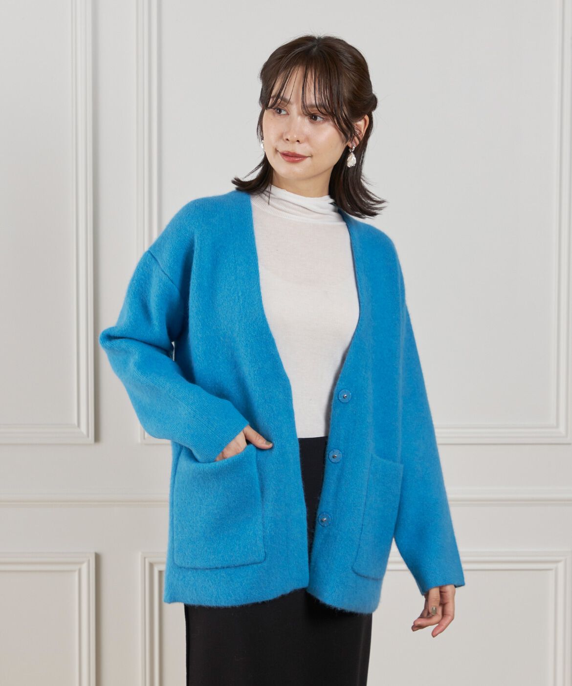 Le Souk「ラクーン接結編みニットジャケット」|カーディガン|ターコイズブ 5