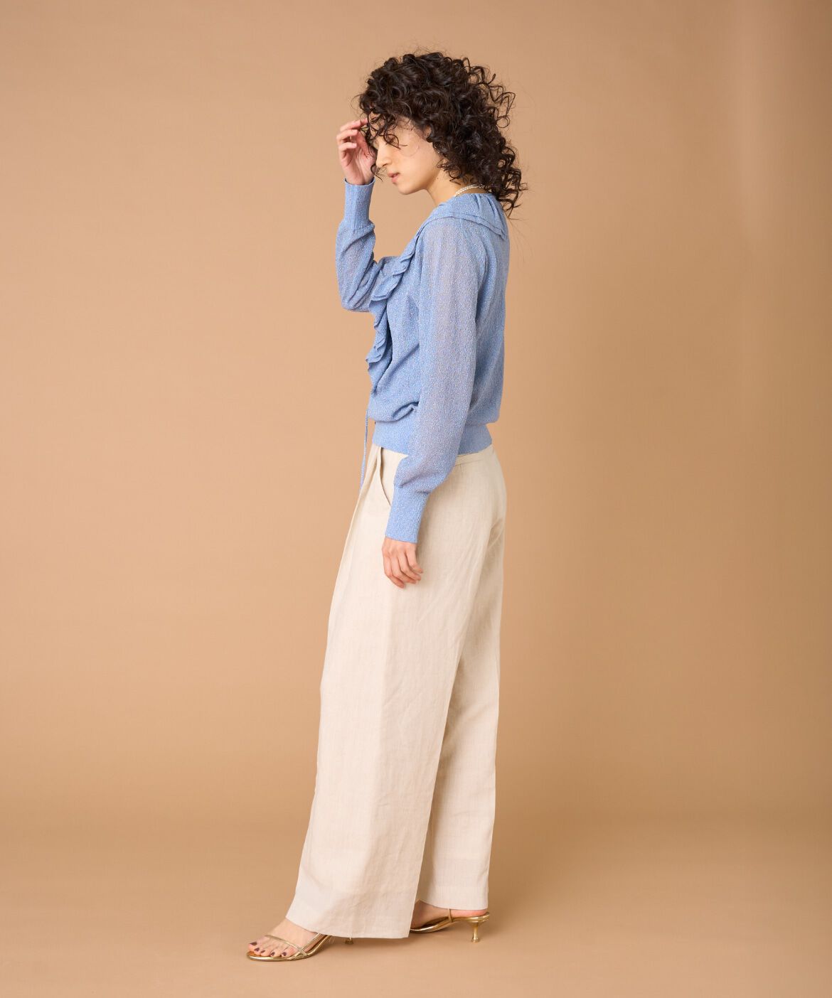 la veille by SUPERIOR CLOSET「ラメニットフリルカーディガン」|カーディガン|