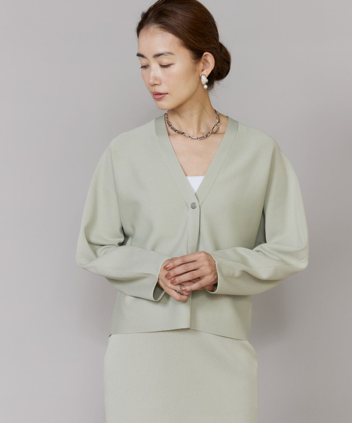 Le Souk「ドルマンスリーブニットカーディガン」|カーディガン|ペールグリー 4