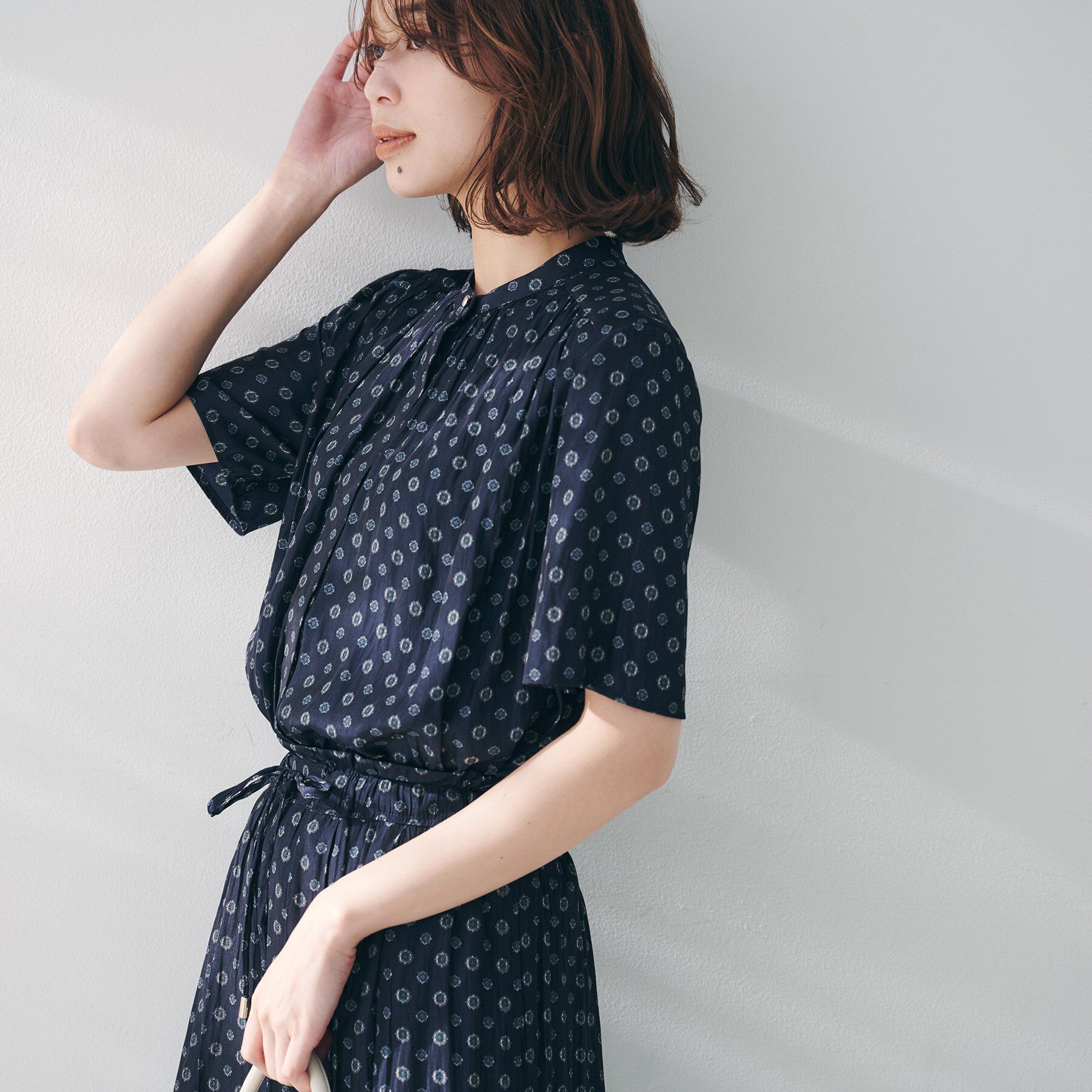 UNTITLED「【セットアップ可能/オンオフ】小紋柄ブラウス」|シャツ・ブラウス|