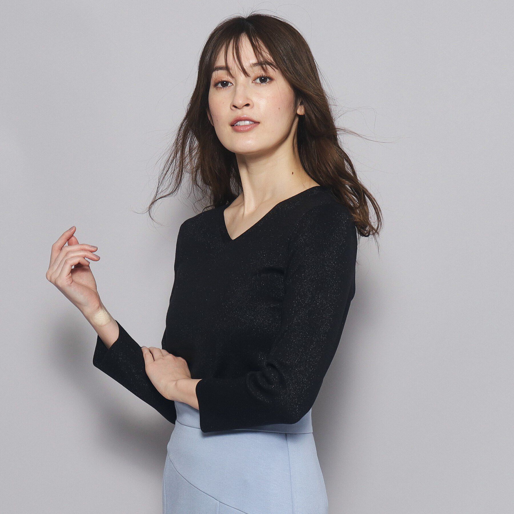 COUP DE CHANCE「【洗える／Vネック】華やかなラメ入りニットプルオーバー」|ニット・セーター|