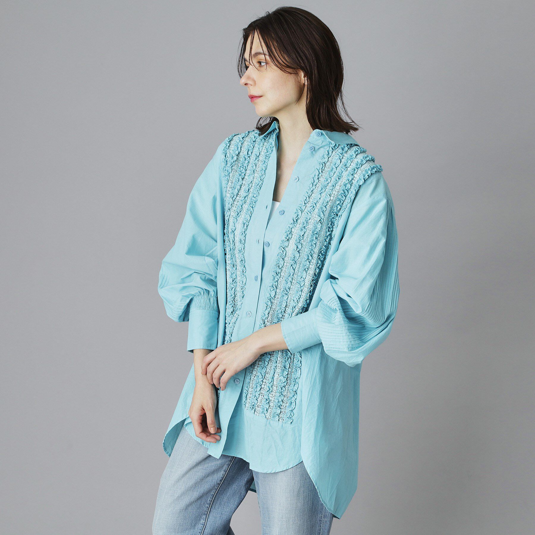 DRESSTERIOR「crinkle crinkle crinkle（クリンクルクリンクルクリンクル）フリルレースブラウス」|シャツ・ブラウス|