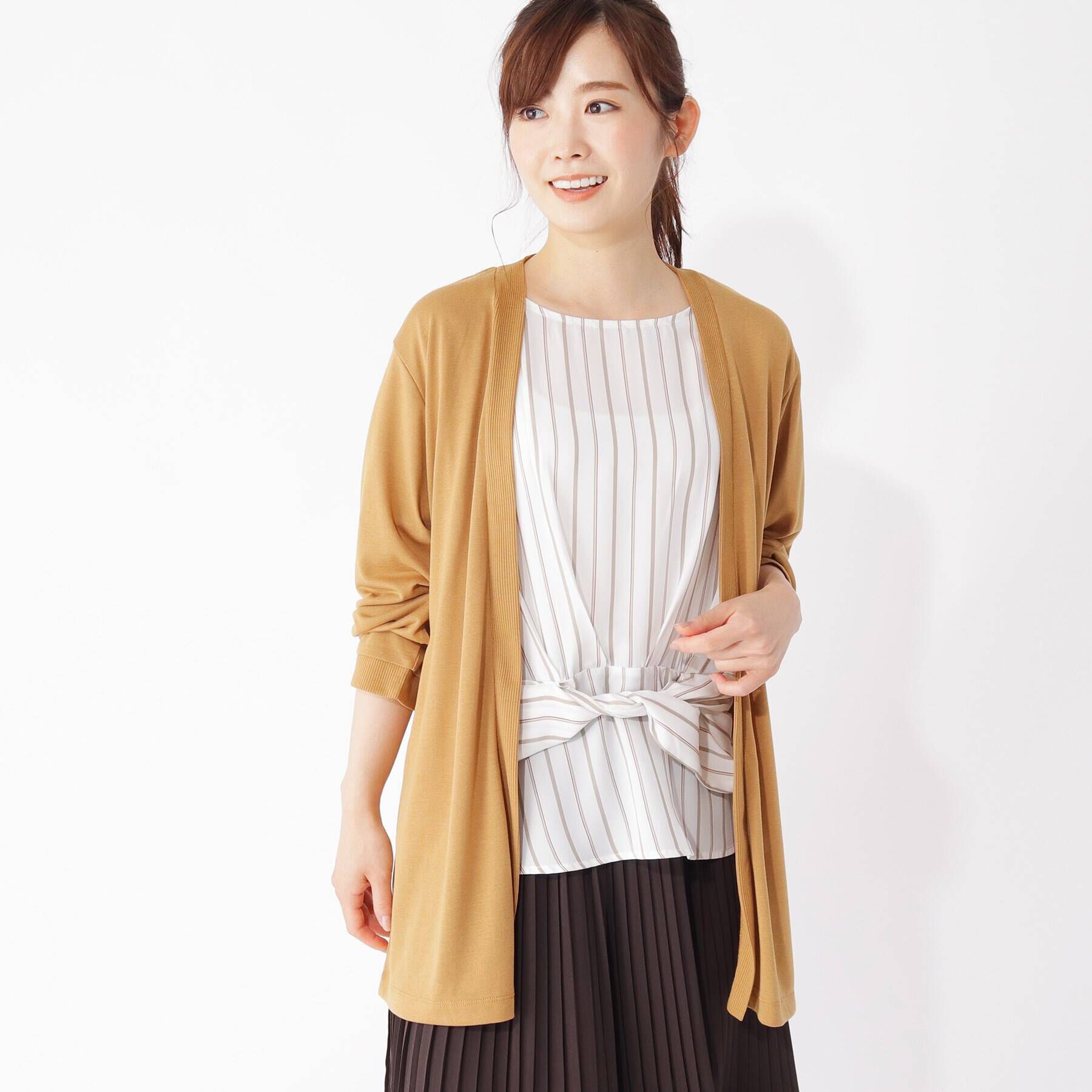grove「カーディガン&times;ウエストマークブラウスセット」|その他|マスタード(033)