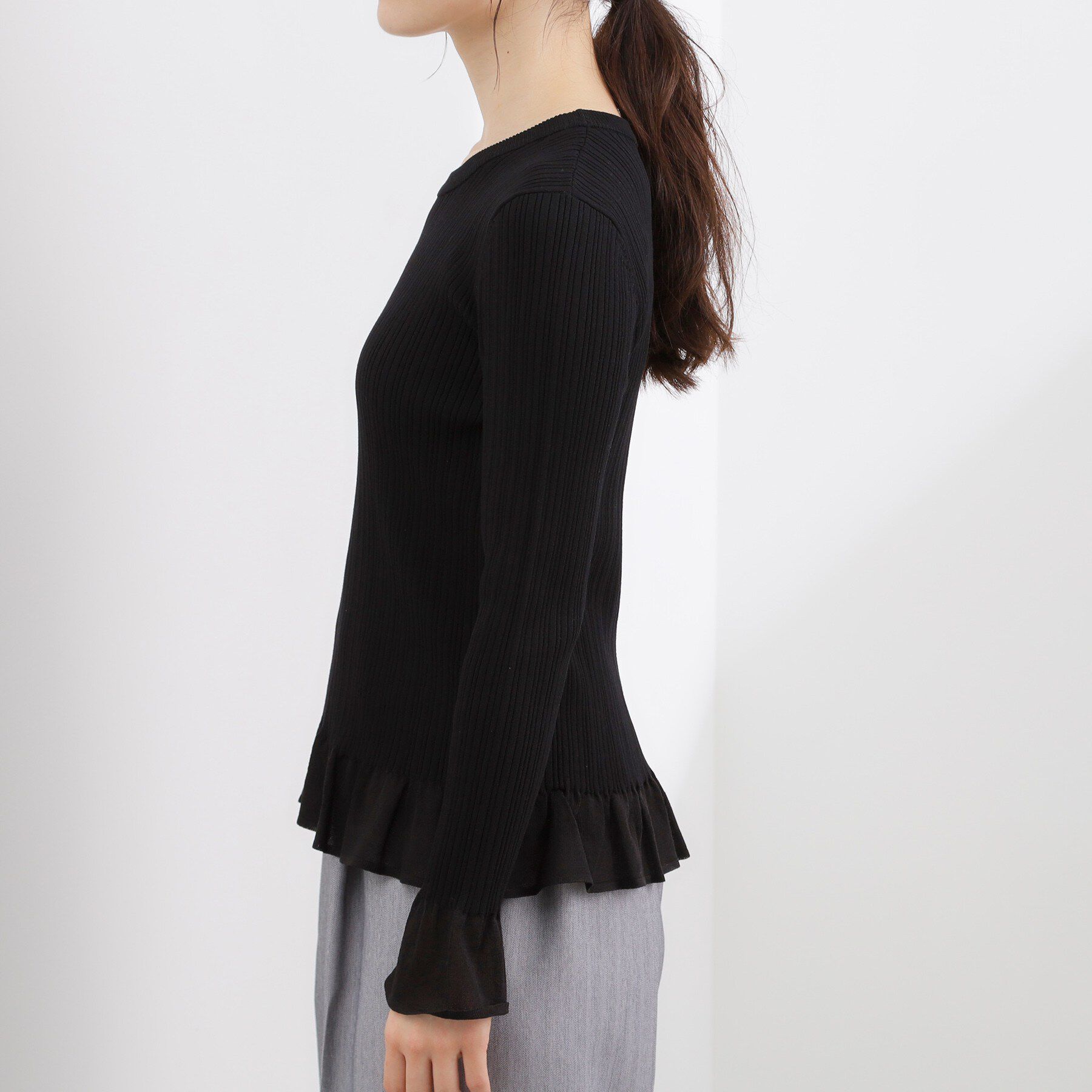 grove「シアーフリルリブニットプルオーバー」|ニット・セーター|