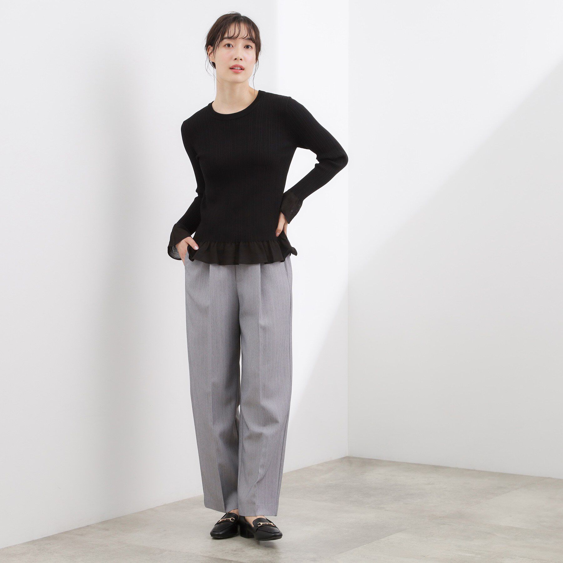 grove「シアーフリルリブニットプルオーバー」|ニット・セーター|