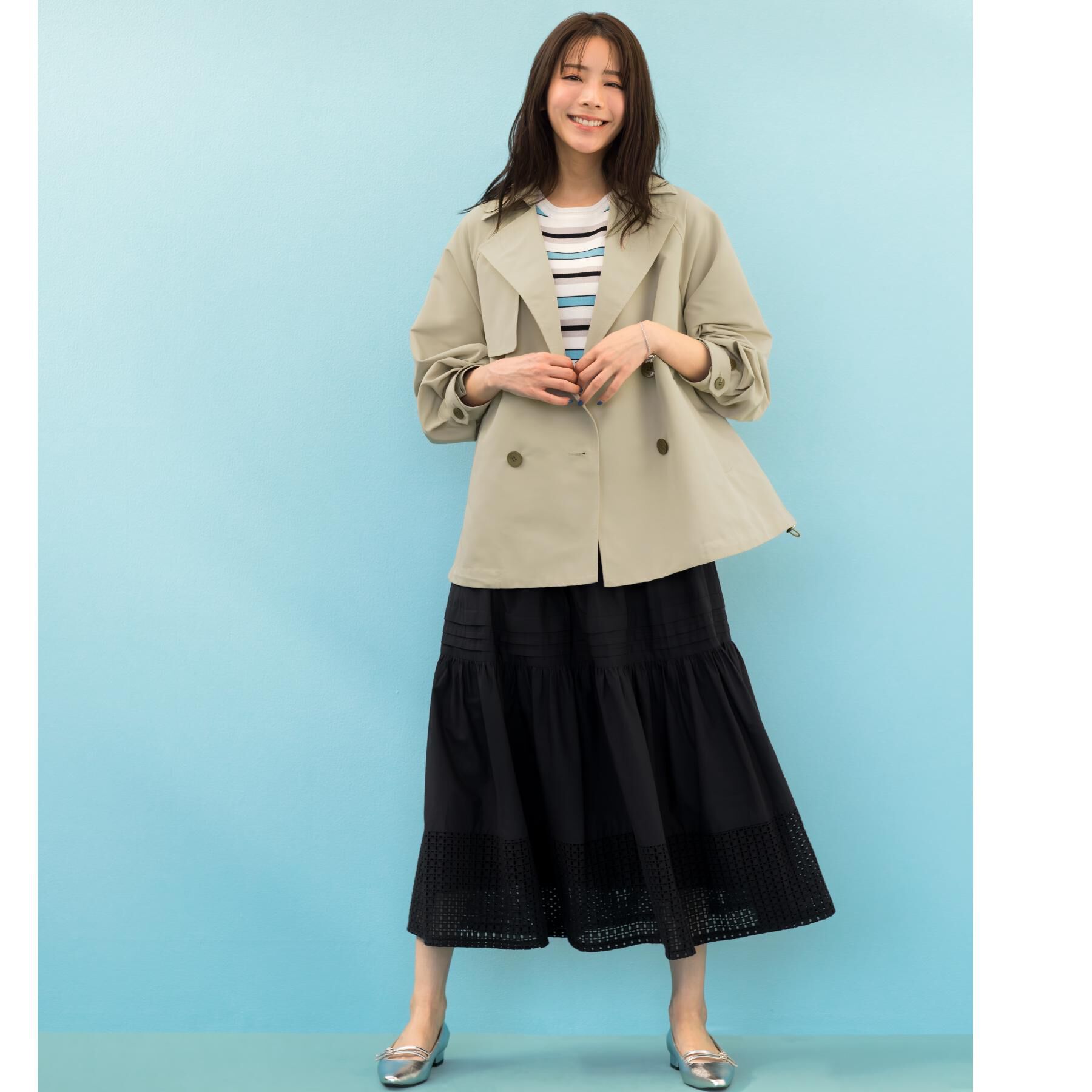 grove「【貴島明日香さん着用】【撥水／シルエット2WAY】軽やかミドルトレンチコート」|トレンチコート|