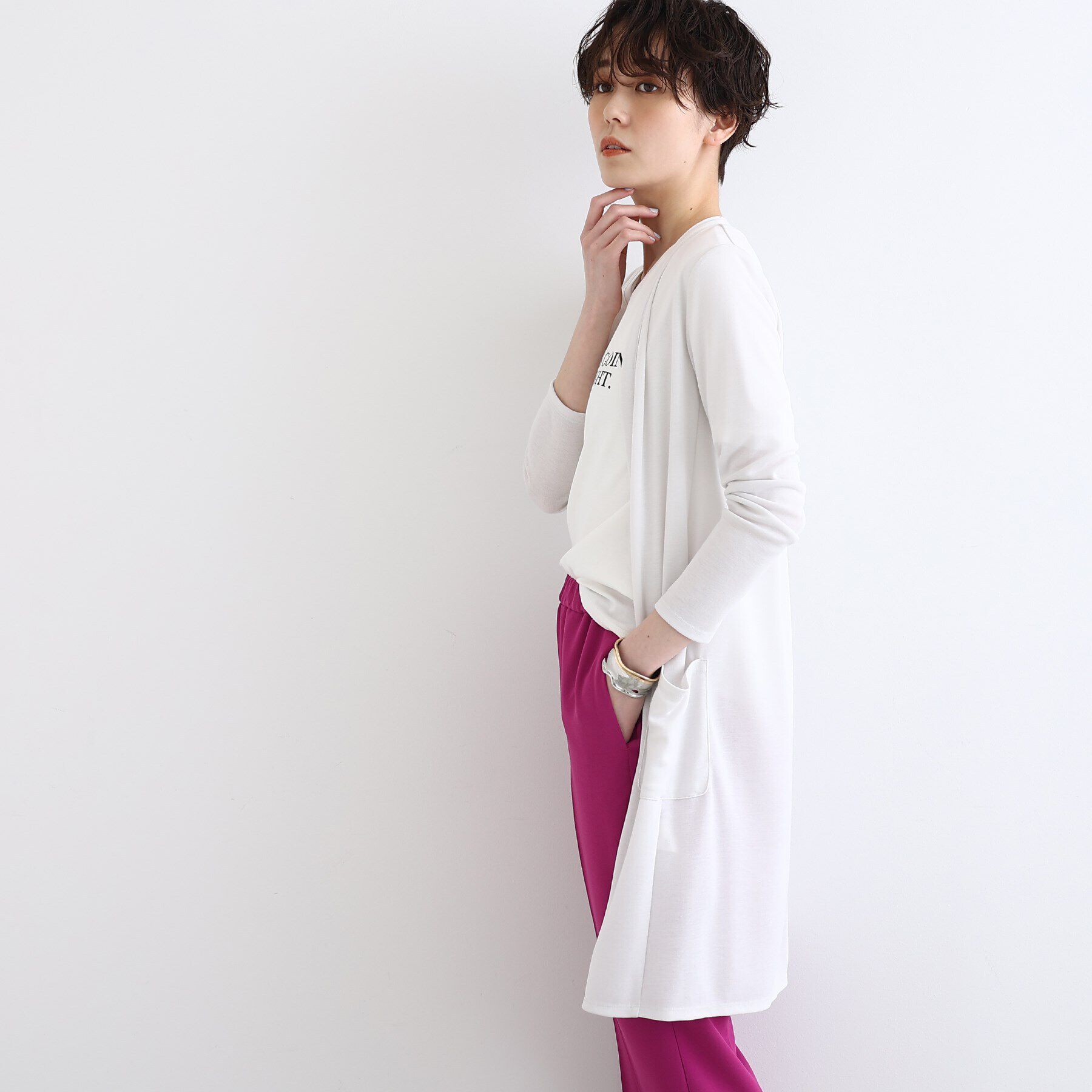 INDIVI「【洗える/UVケア/接触冷感/日本製】定番！ロング丈カーディガン」|カーディガン|