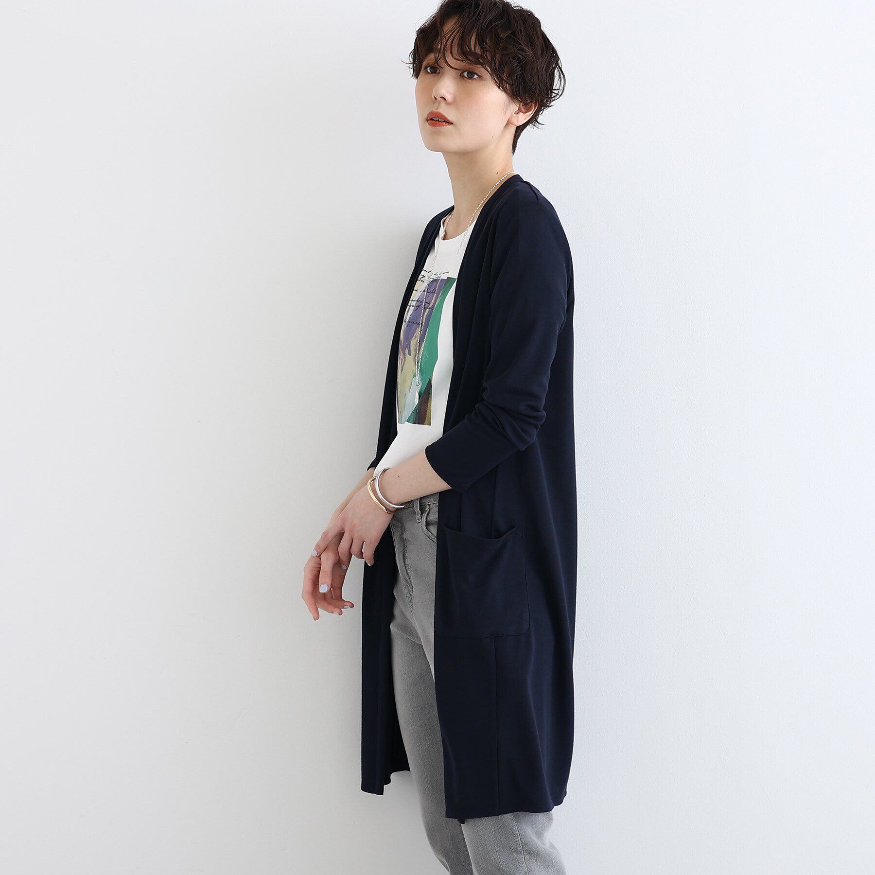 INDIVI「【洗える/UVケア/接触冷感/日本製】定番！ロング丈カーディガン」|カーディガン|