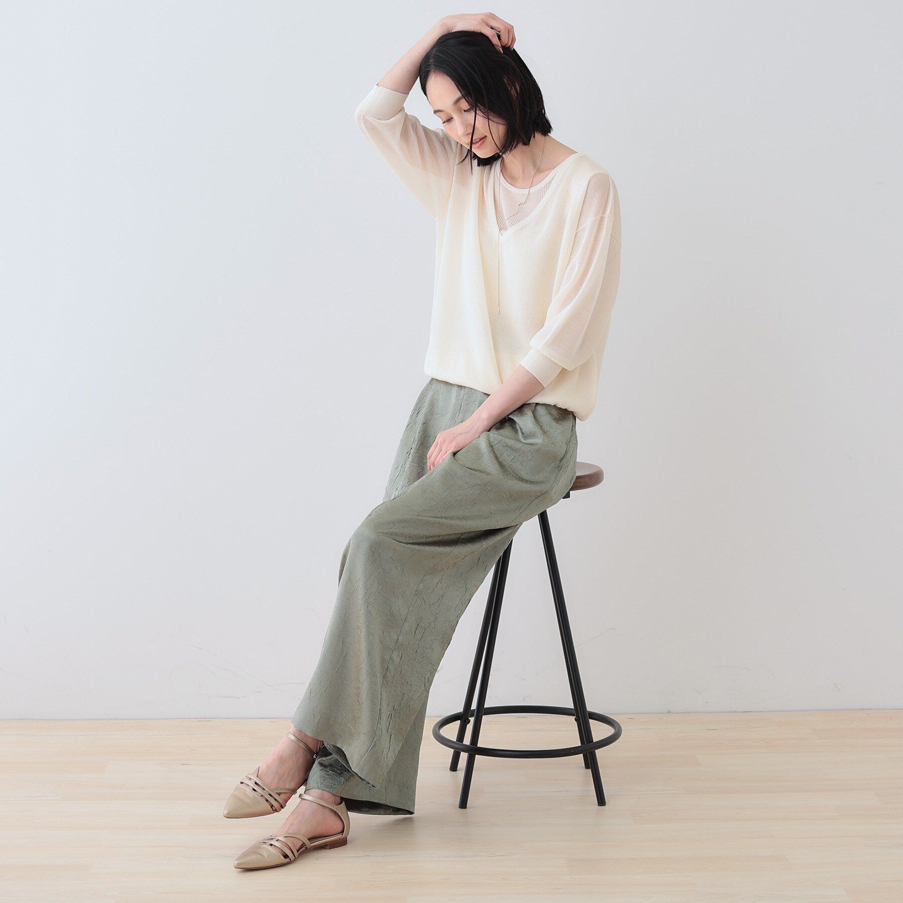 INDIVI「【洗える／シアーラメ】レイヤード風ニット」|ニット・セーター|