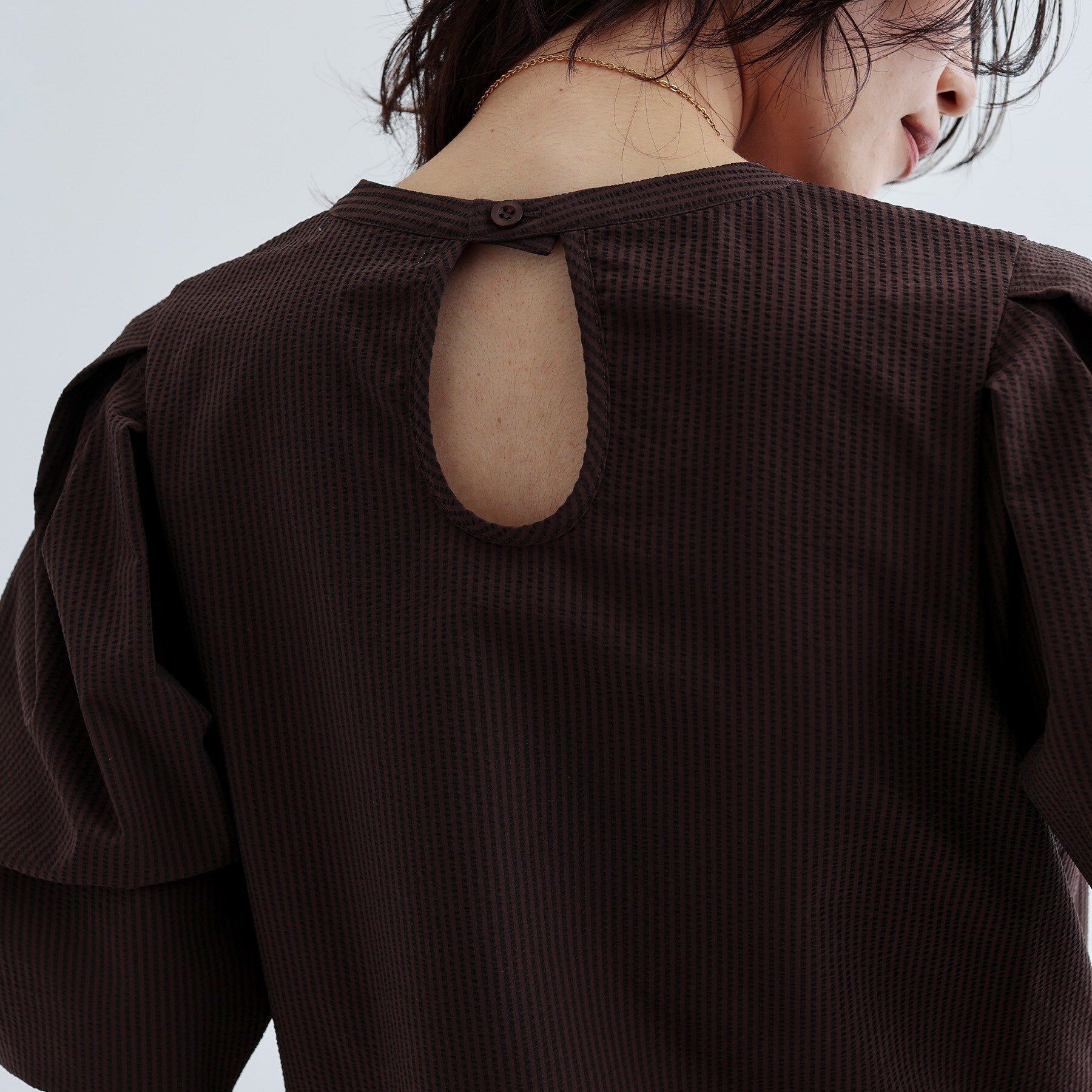 GALLEST「【セットアップ可能】ストライプサッカーブラウス」|シャツ・ブラウス|