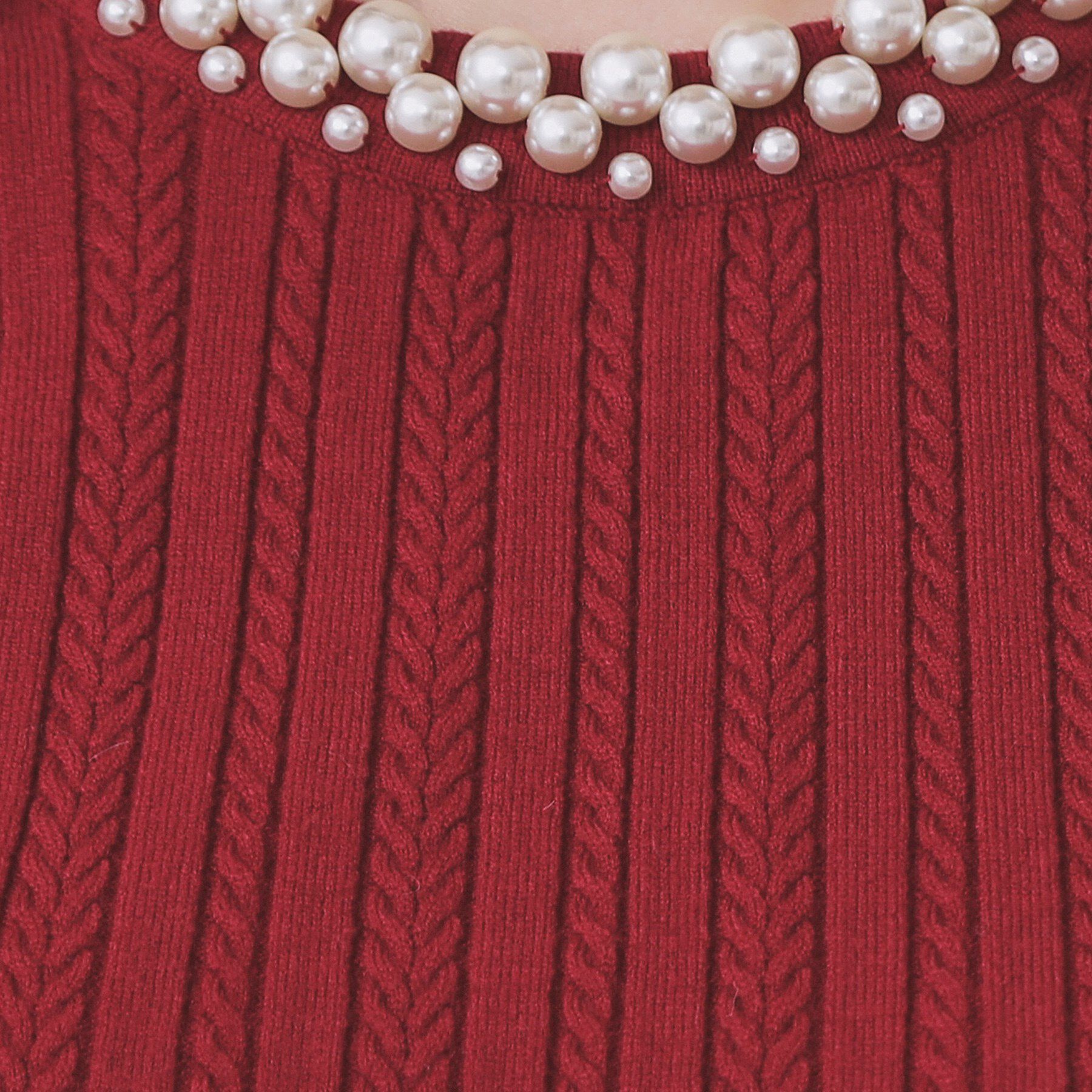 index「パール調ネックケーブルニット【洗濯機OK】」|ニット・セーター|