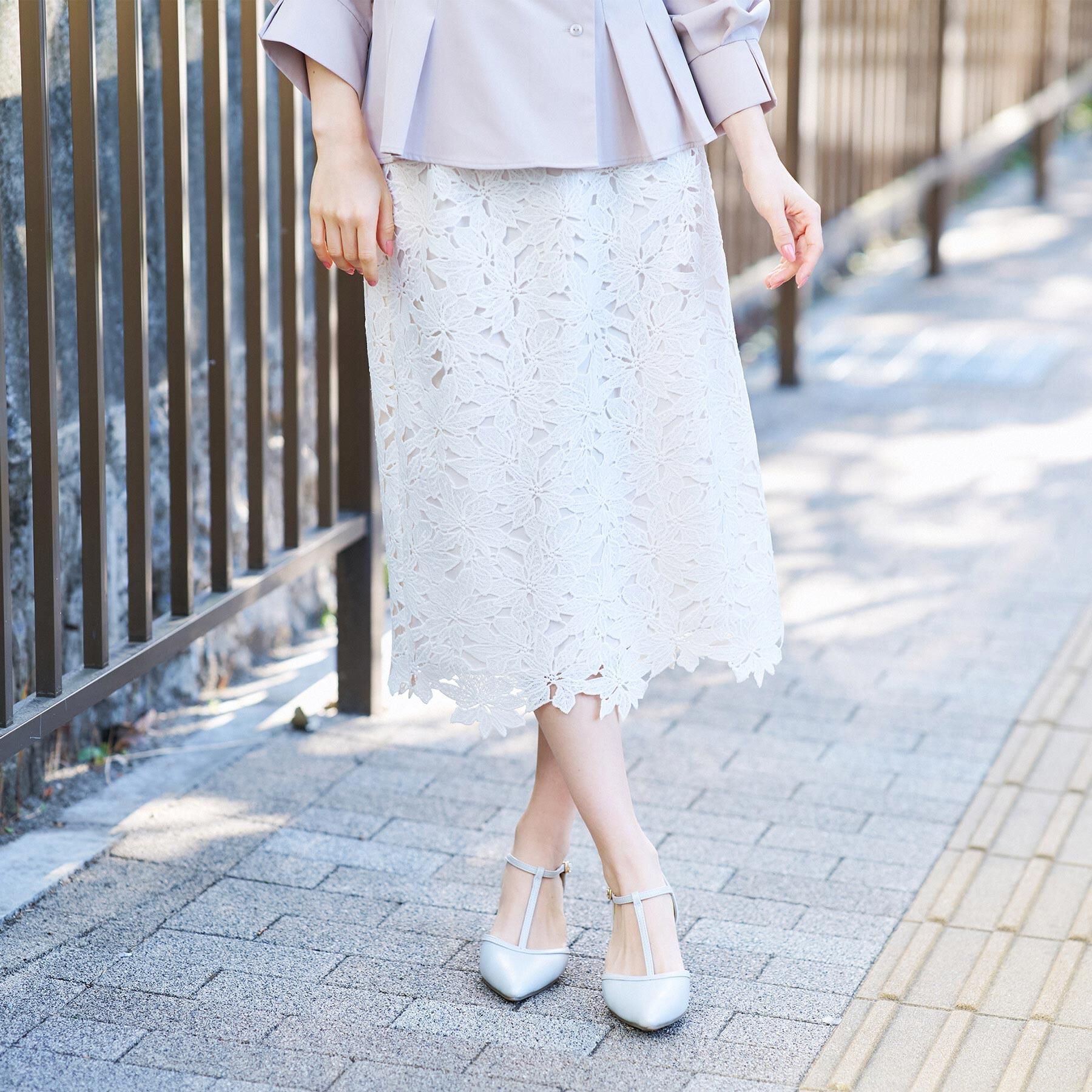 index「フラワーレースタイトスカート【洗濯機OK】」|スカート|