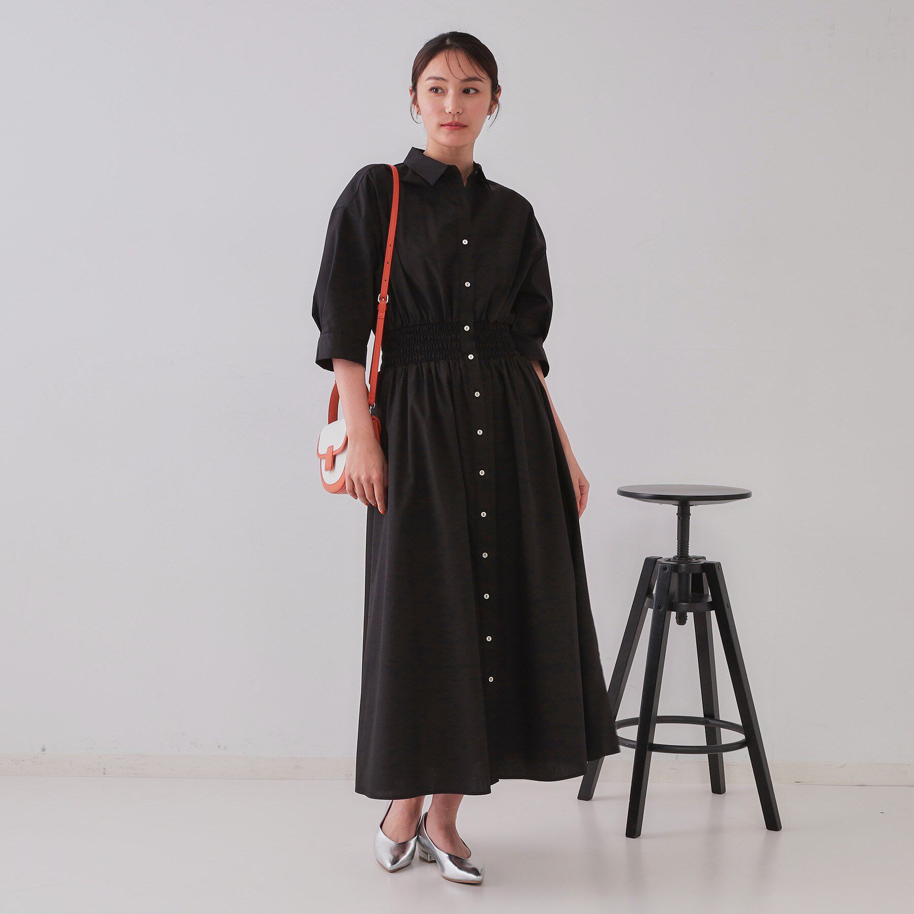 OPAQUE.CLIP「《5色展開》フィット＆フレアシャツワンピース【洗濯機洗い可】」|ワンピース|