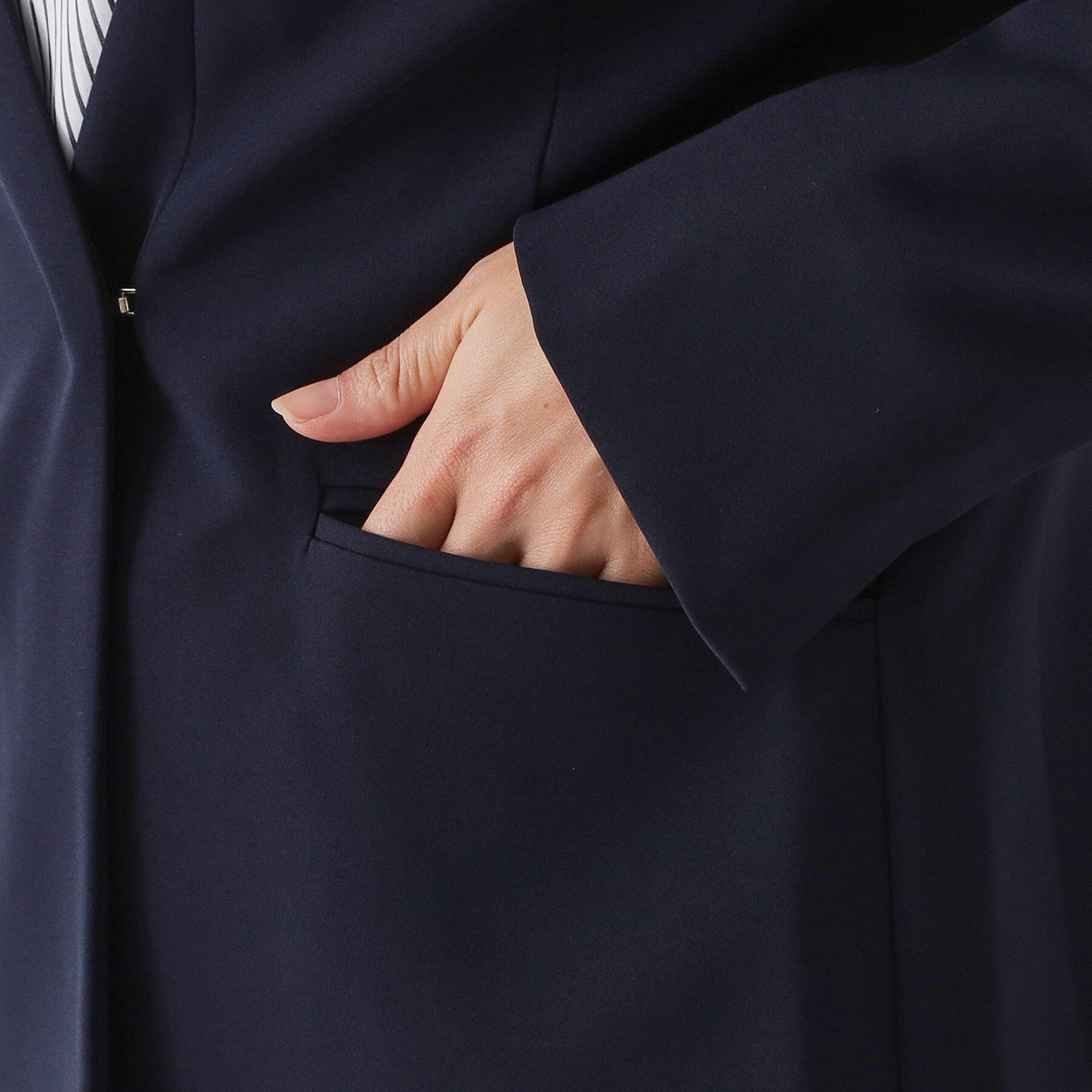 OPAQUE.CLIP「≪通勤・セレモニー/セットアップ対応≫ Vネックジャケット/ダブルクロス【洗濯機OK】」|ノーカラージャケット|