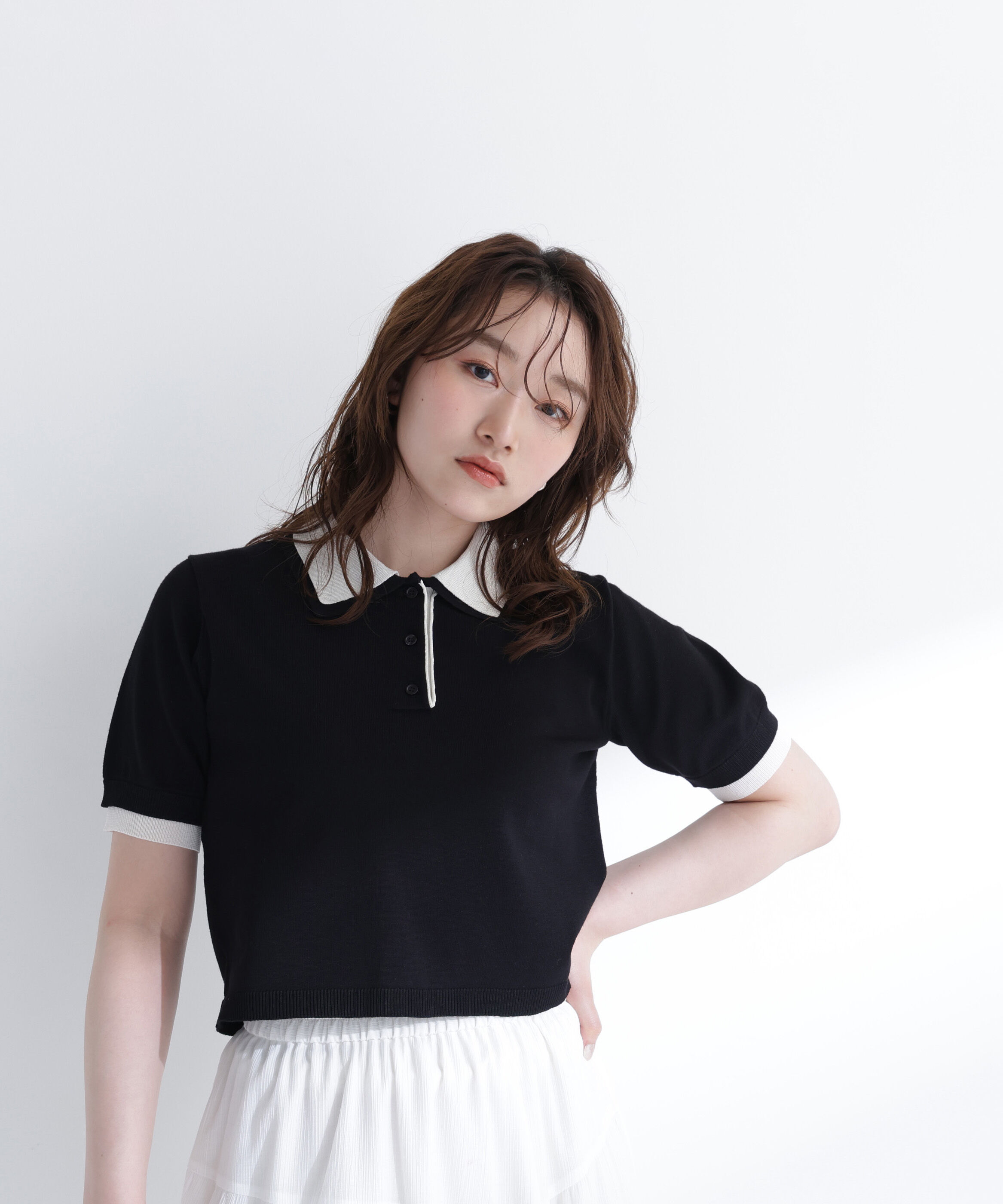  「ダブルカラーポロニット」|ニット・セーター|