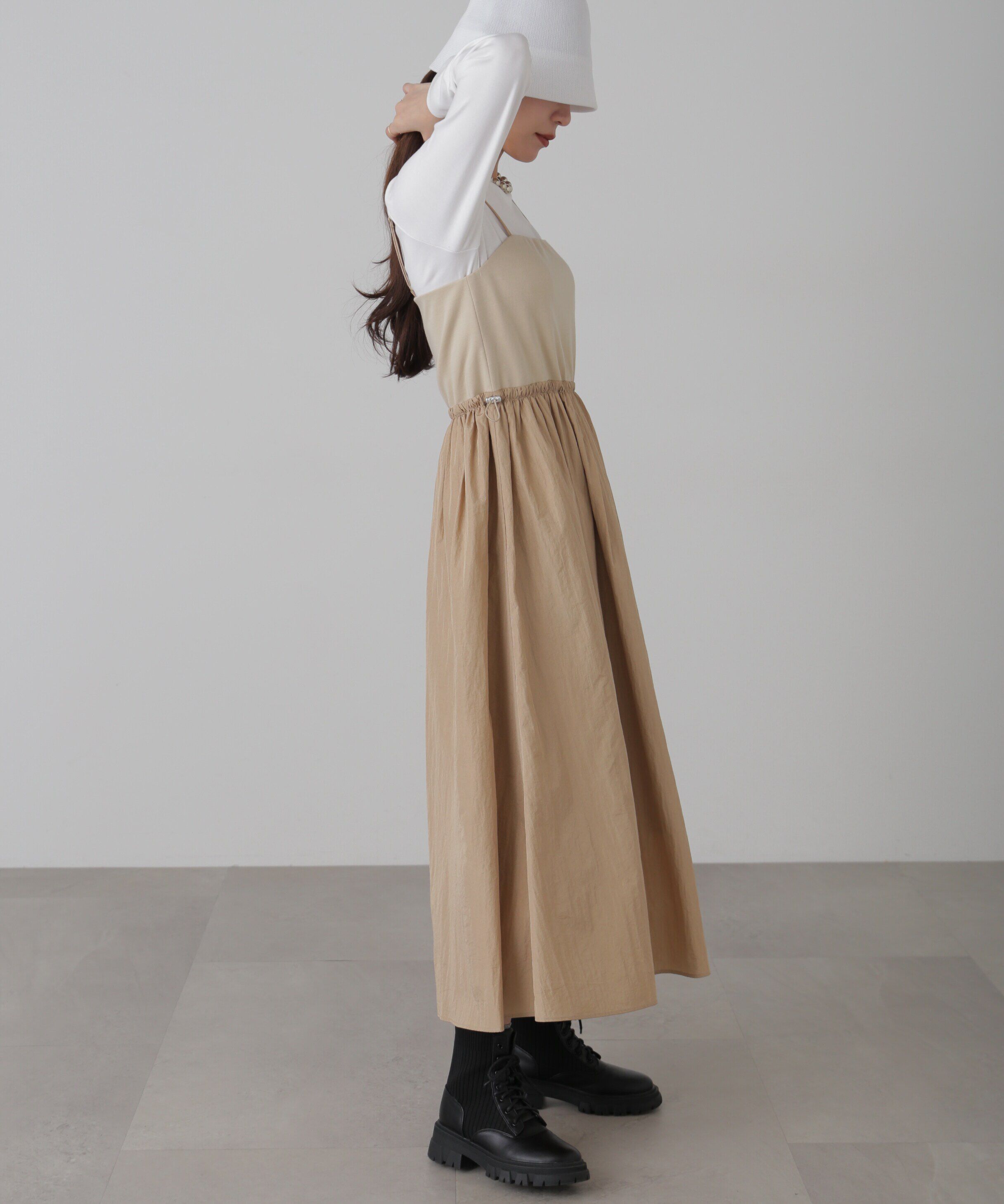  「異素材ドッキングキャミワンピース」|ワンピース|