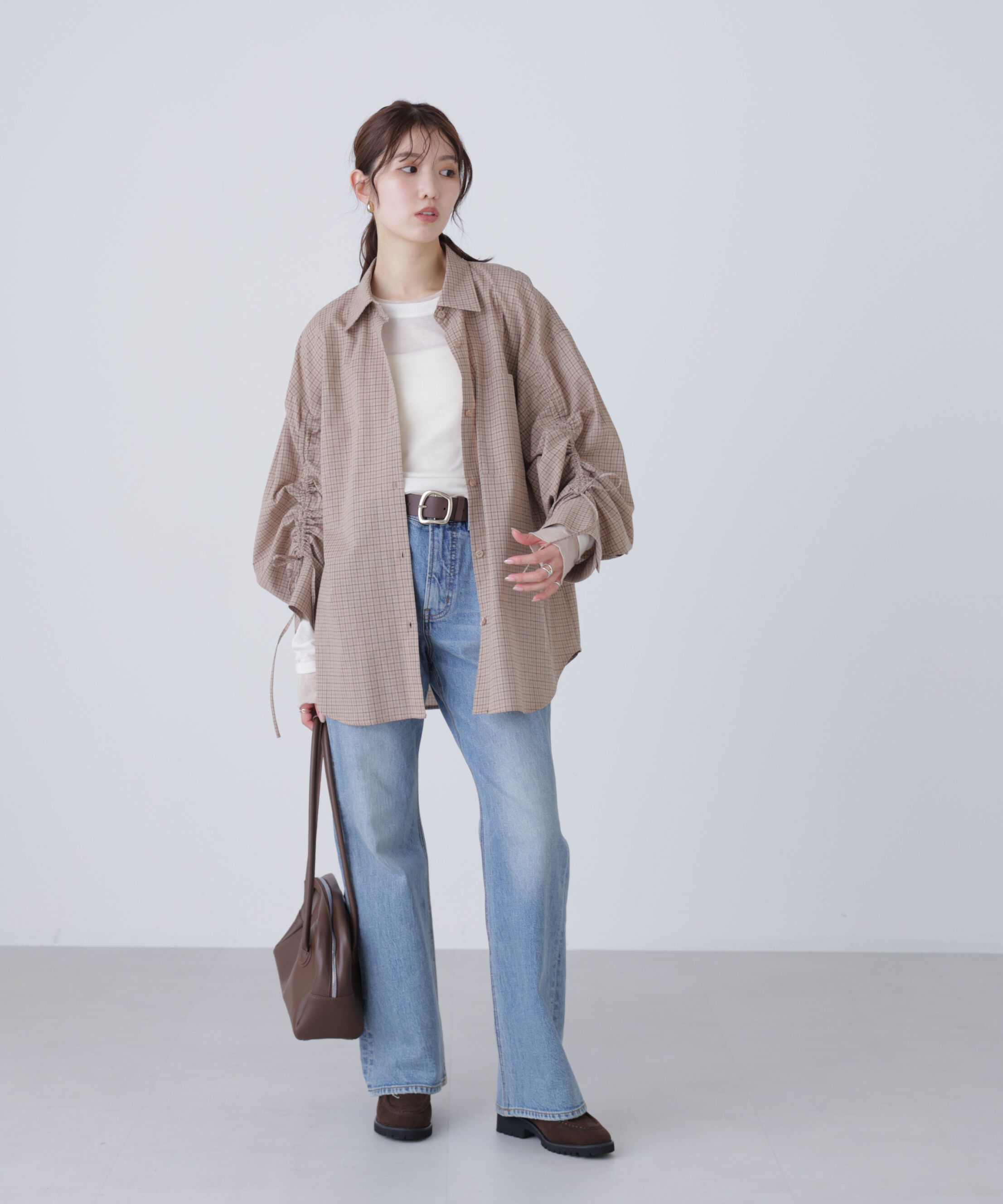  「袖シャーリングオーバーシャツ」|シャツ・ブラウス|