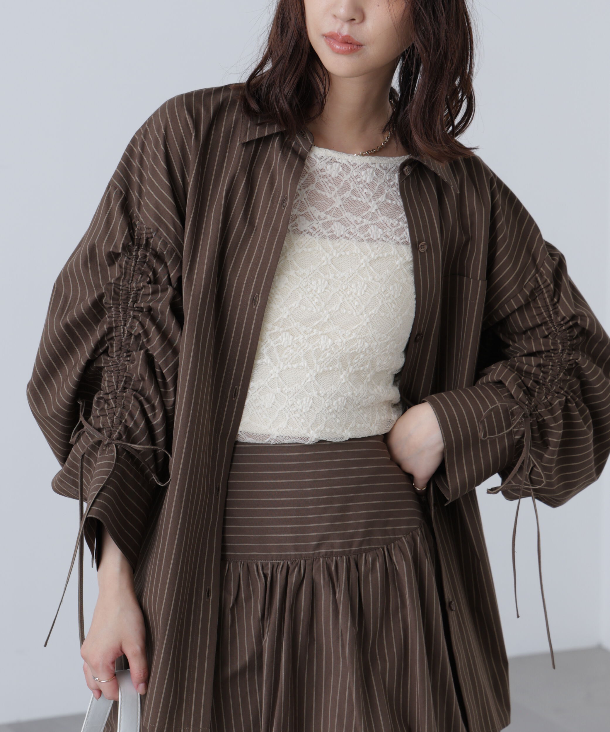  「袖シャーリングオーバーシャツ」|シャツ・ブラウス|