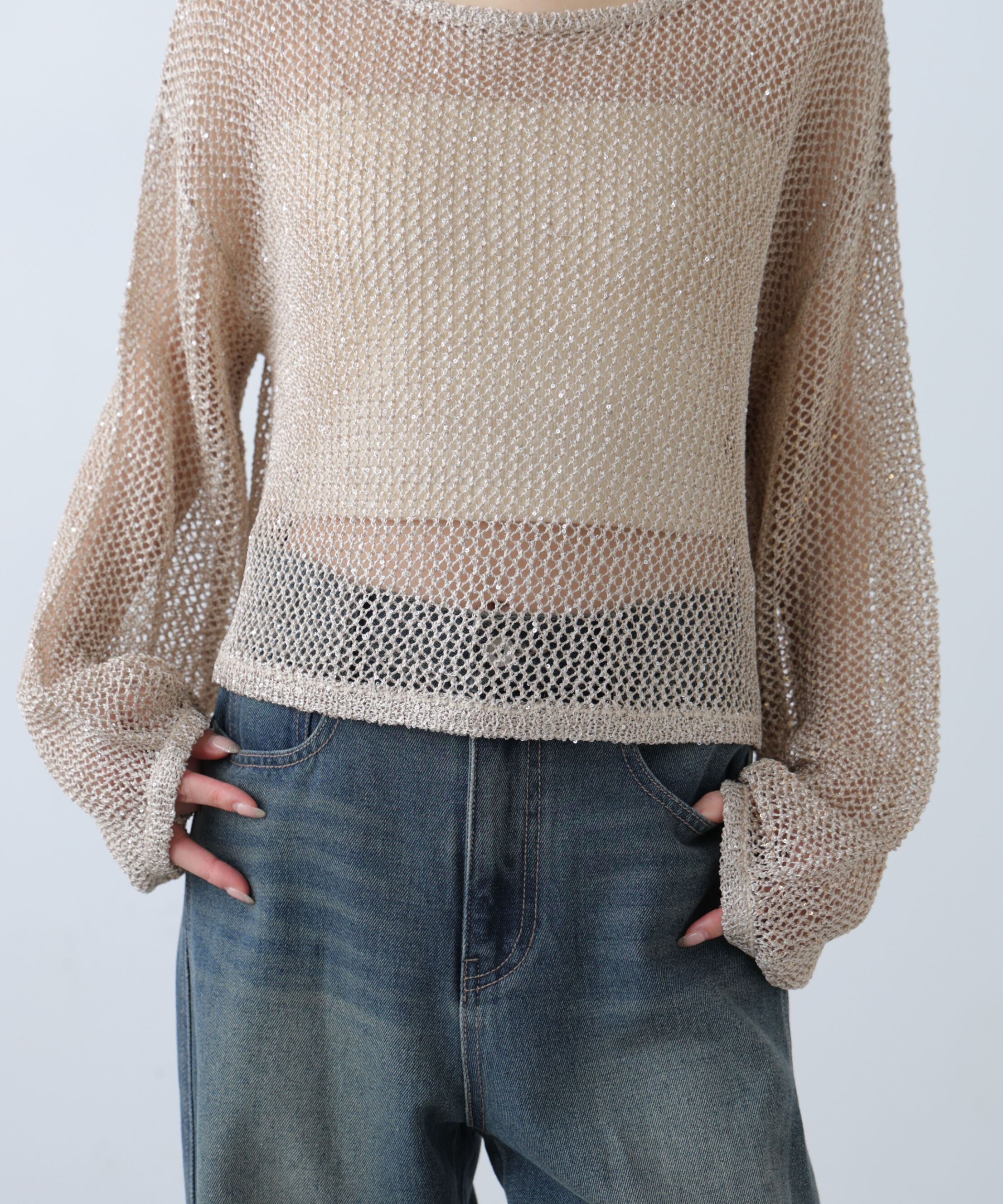  「メッシュスパンコールニット」|ニット・セーター|
