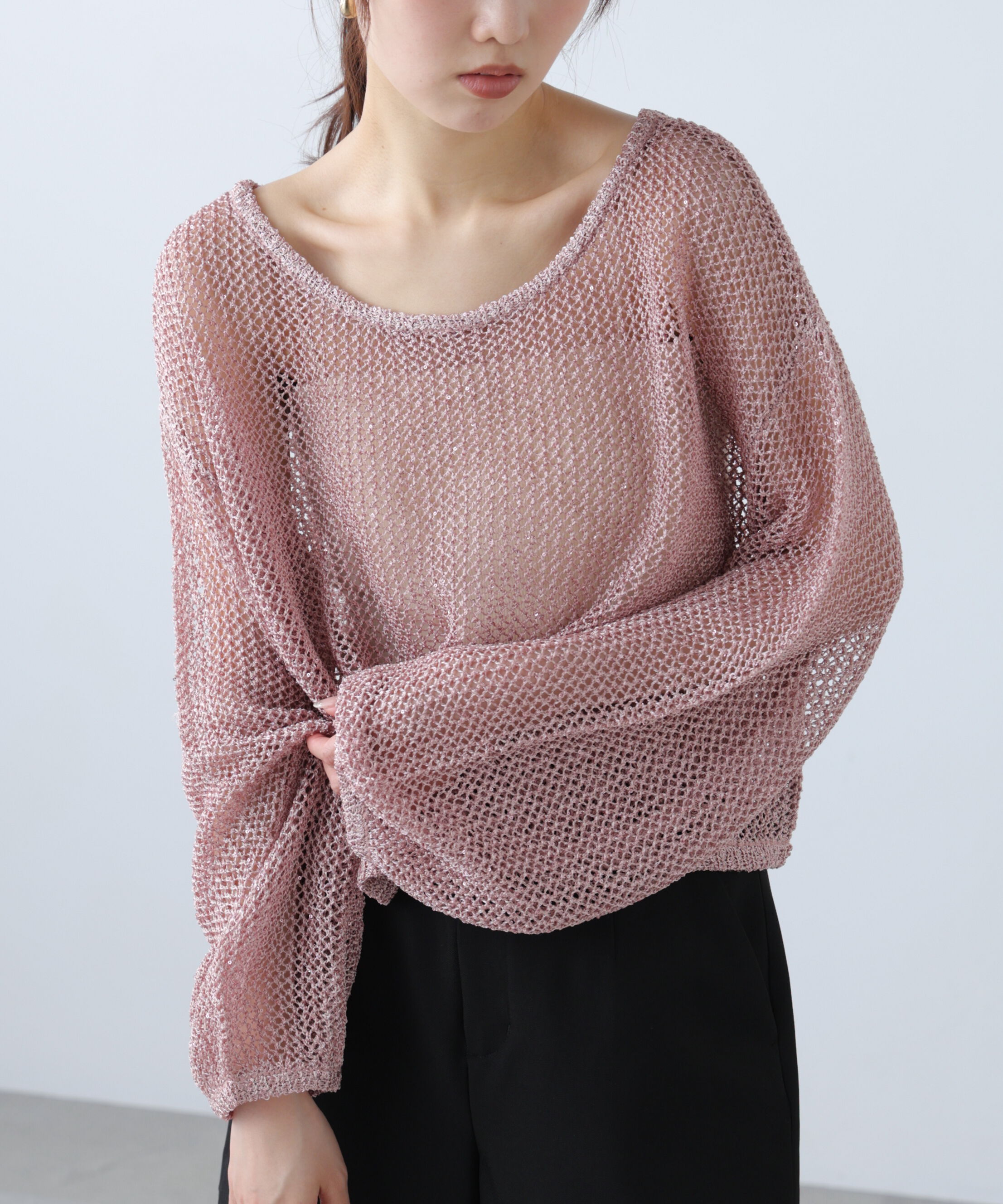  「メッシュスパンコールニット」|ニット・セーター|