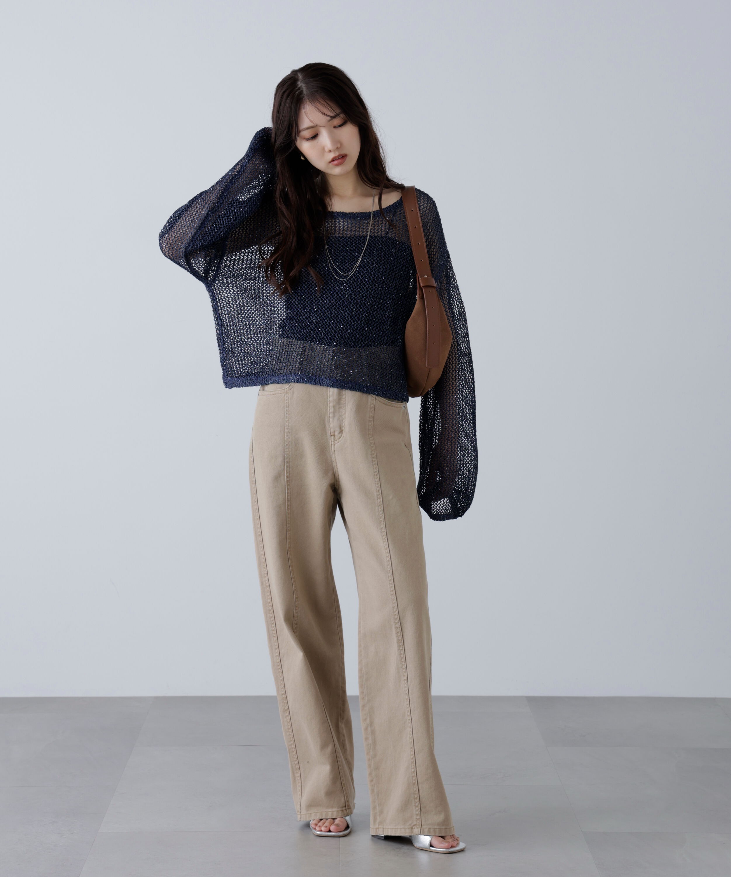  「メッシュスパンコールニット」|ニット・セーター|