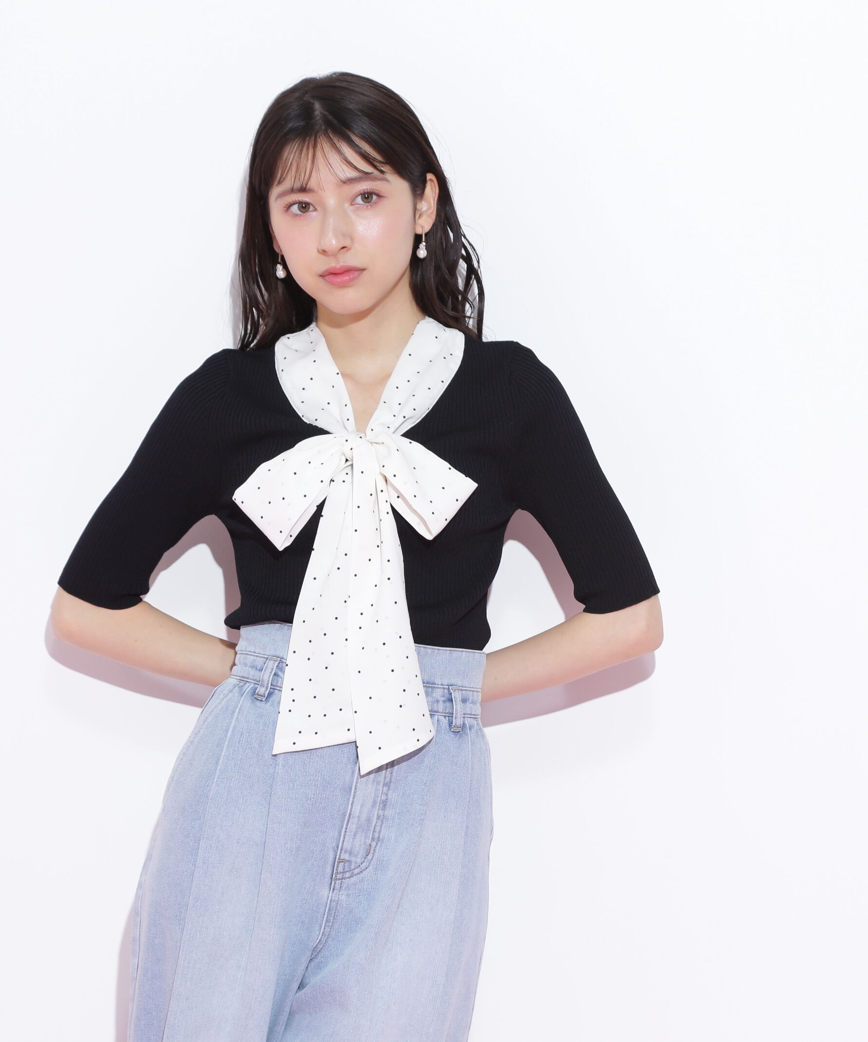  「ボウタイリブニット」|ニット・セーター|