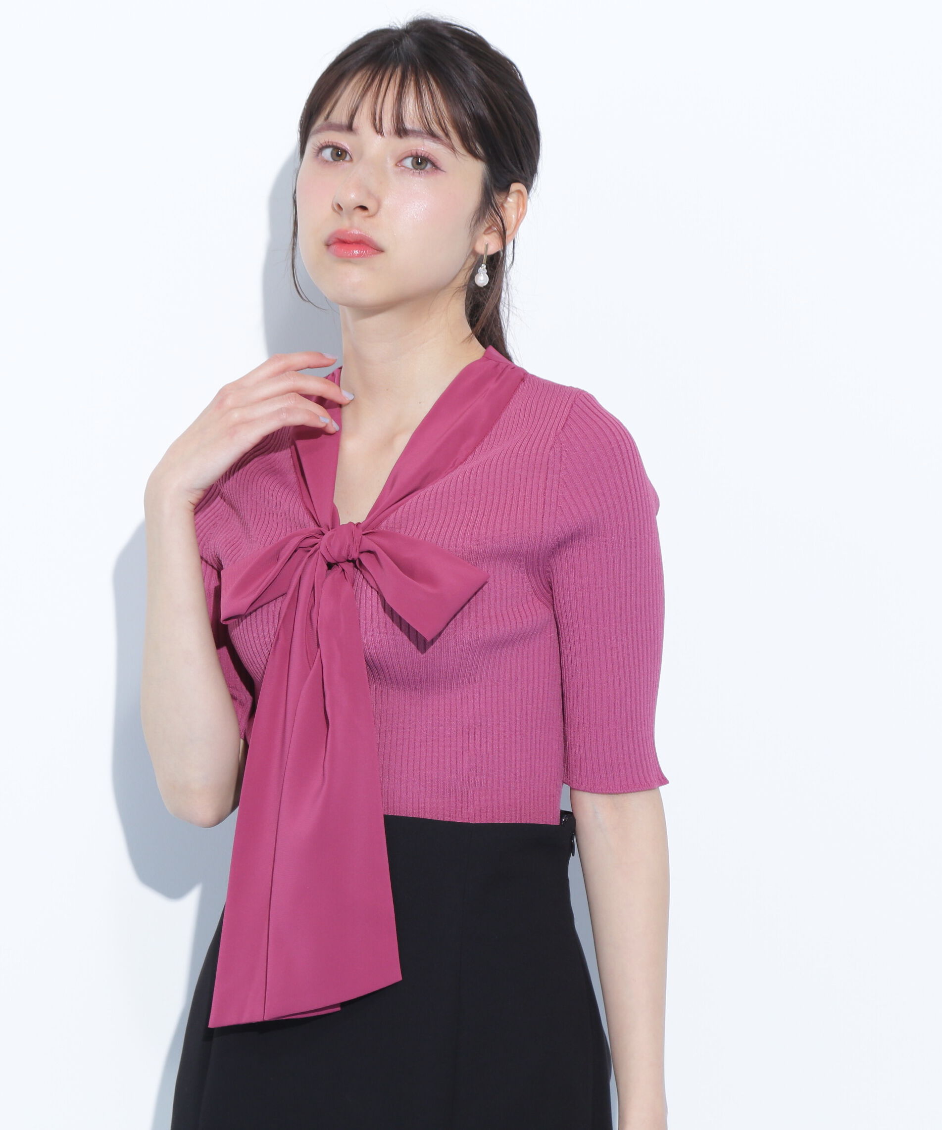  「ボウタイリブニット」|ニット・セーター|