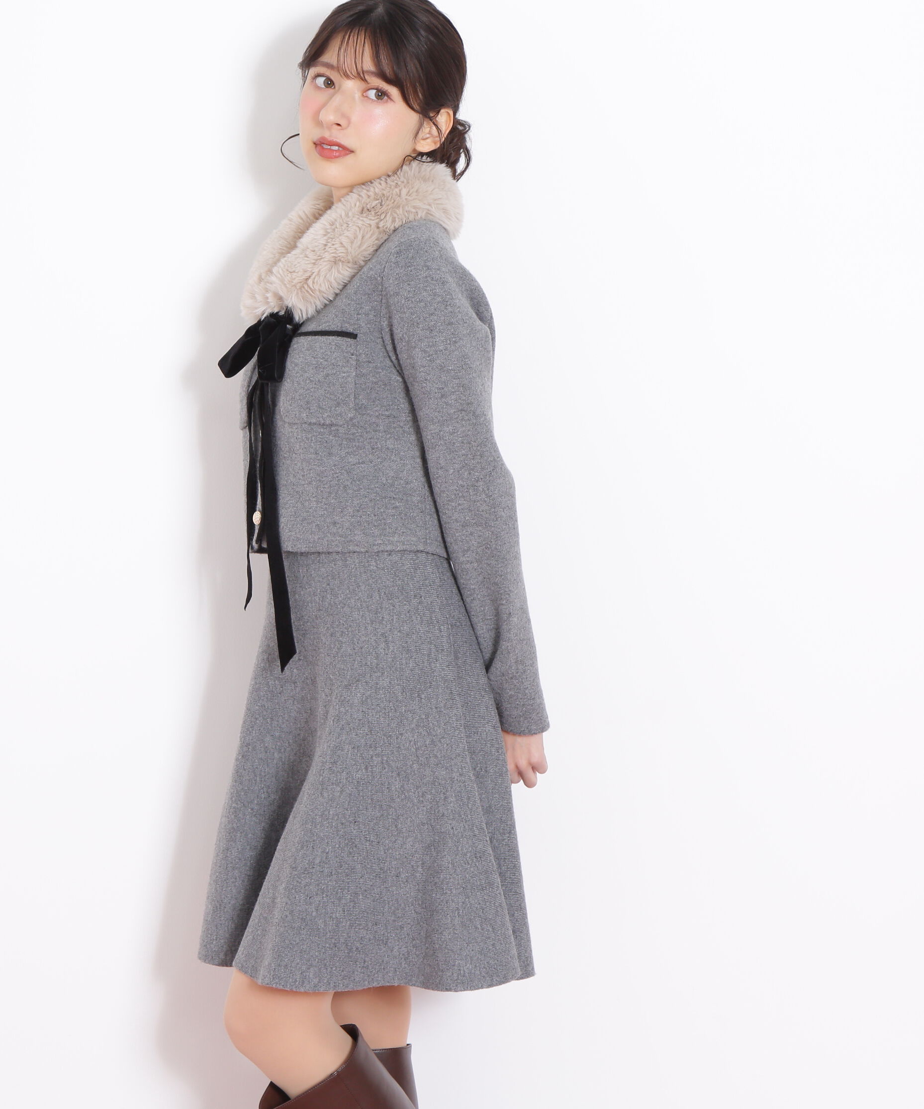  「ファーティッペットニットセットアップ」|ワンピース|