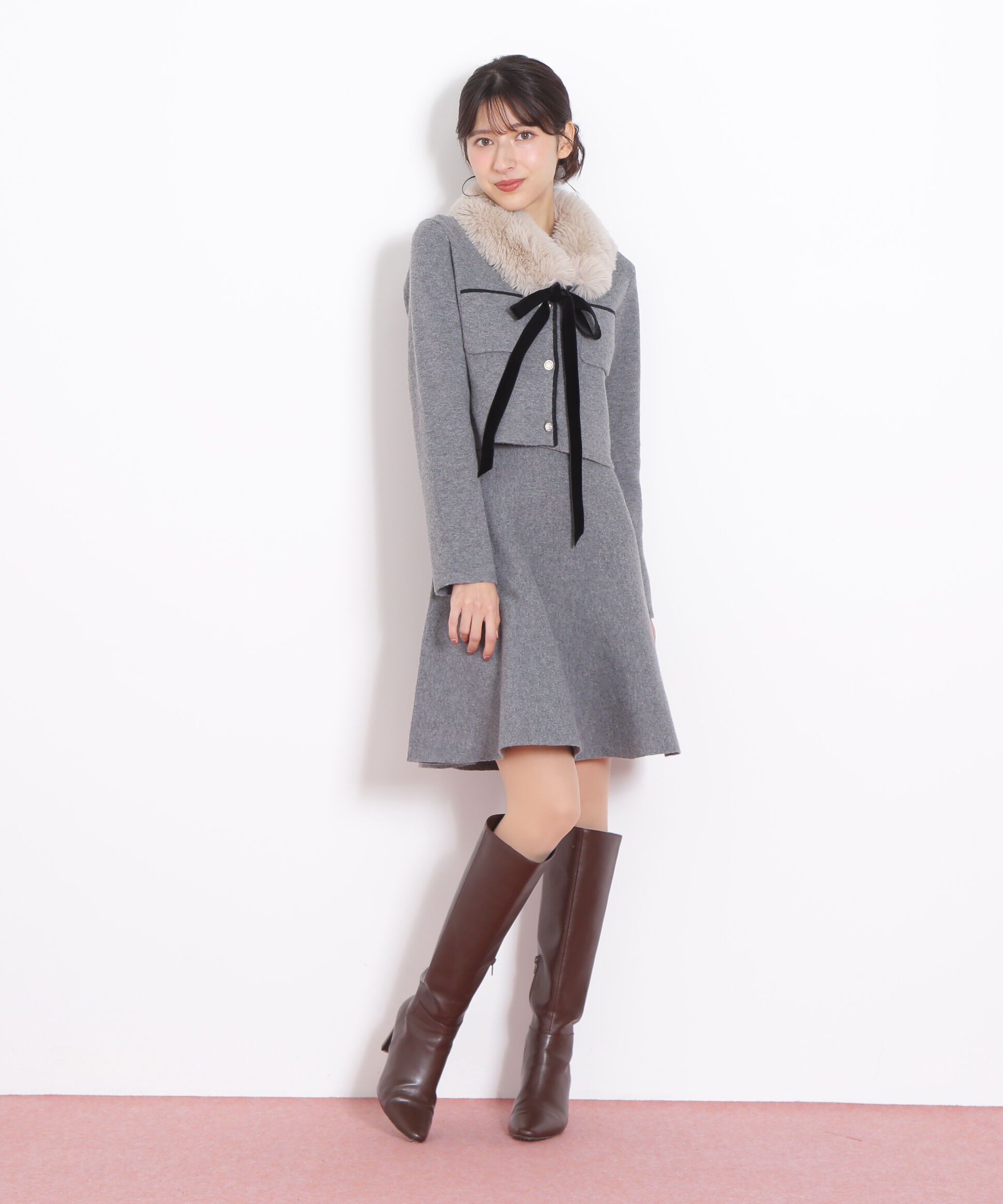  「ファーティッペットニットセットアップ」|ワンピース|