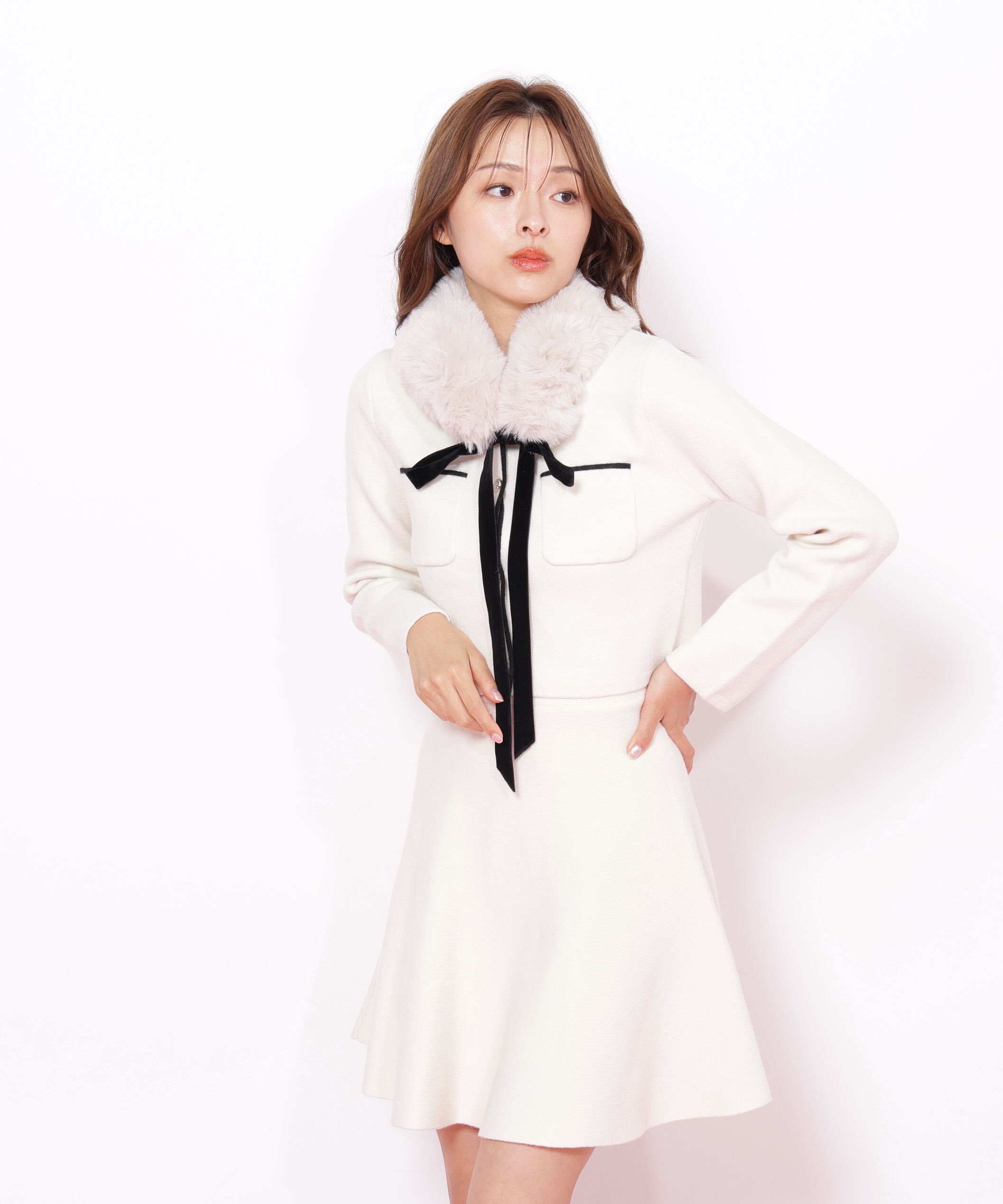  「ファーティッペットニットセットアップ」|ワンピース|