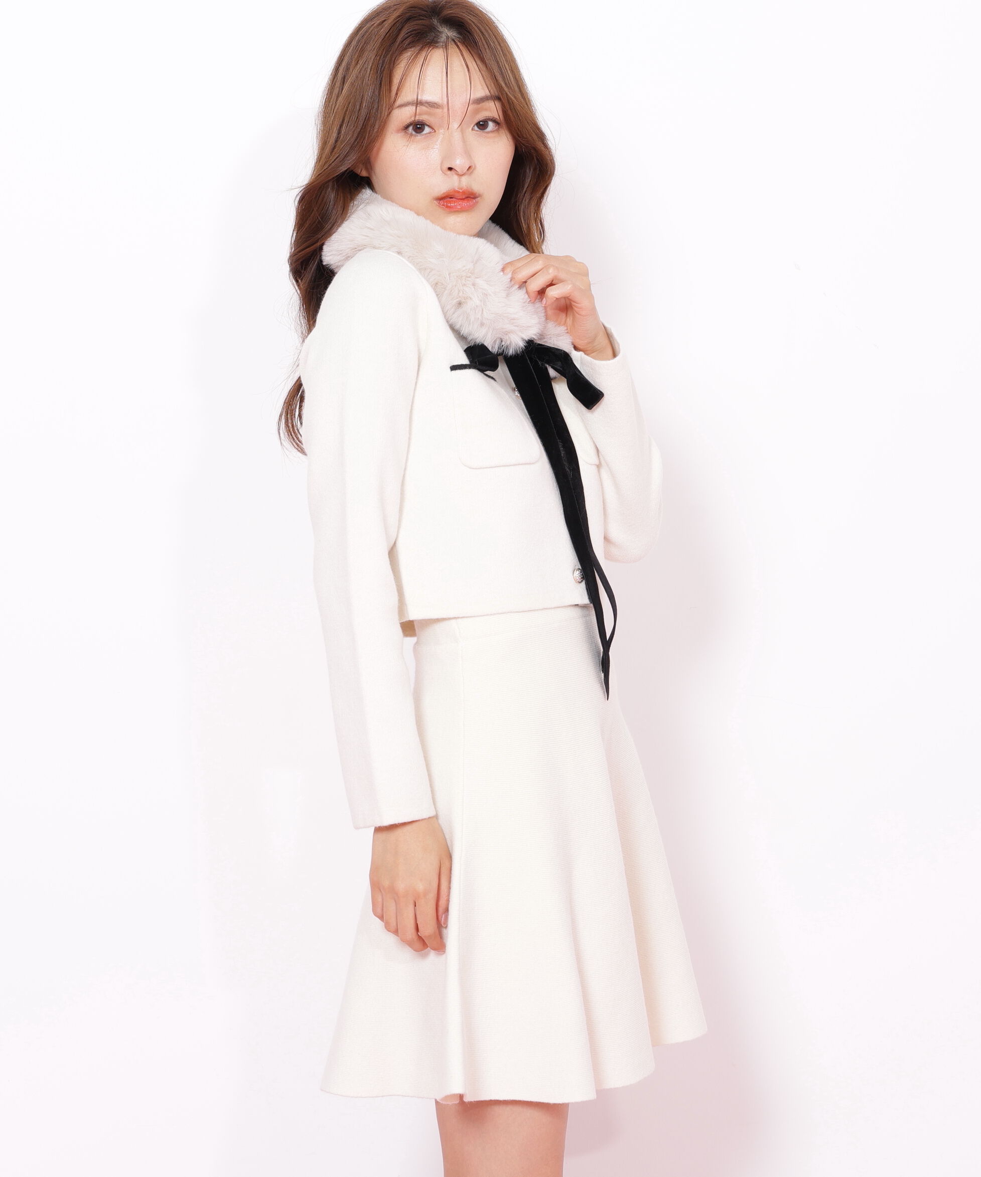  「ファーティッペットニットセットアップ」|ワンピース|