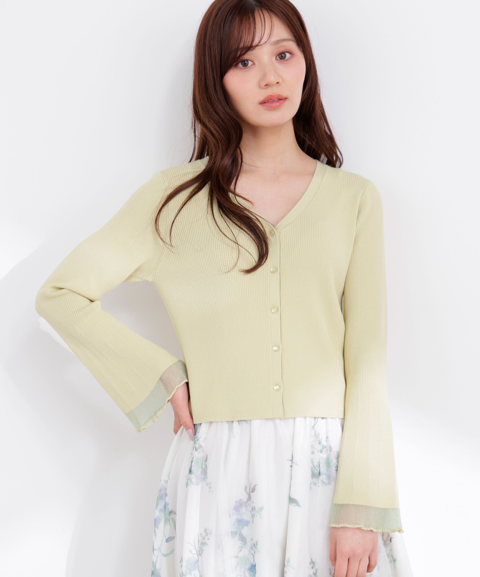 PROPORTION BODY DRESSING「部分シアーリブカーディガン 26SS」|カーディガン|