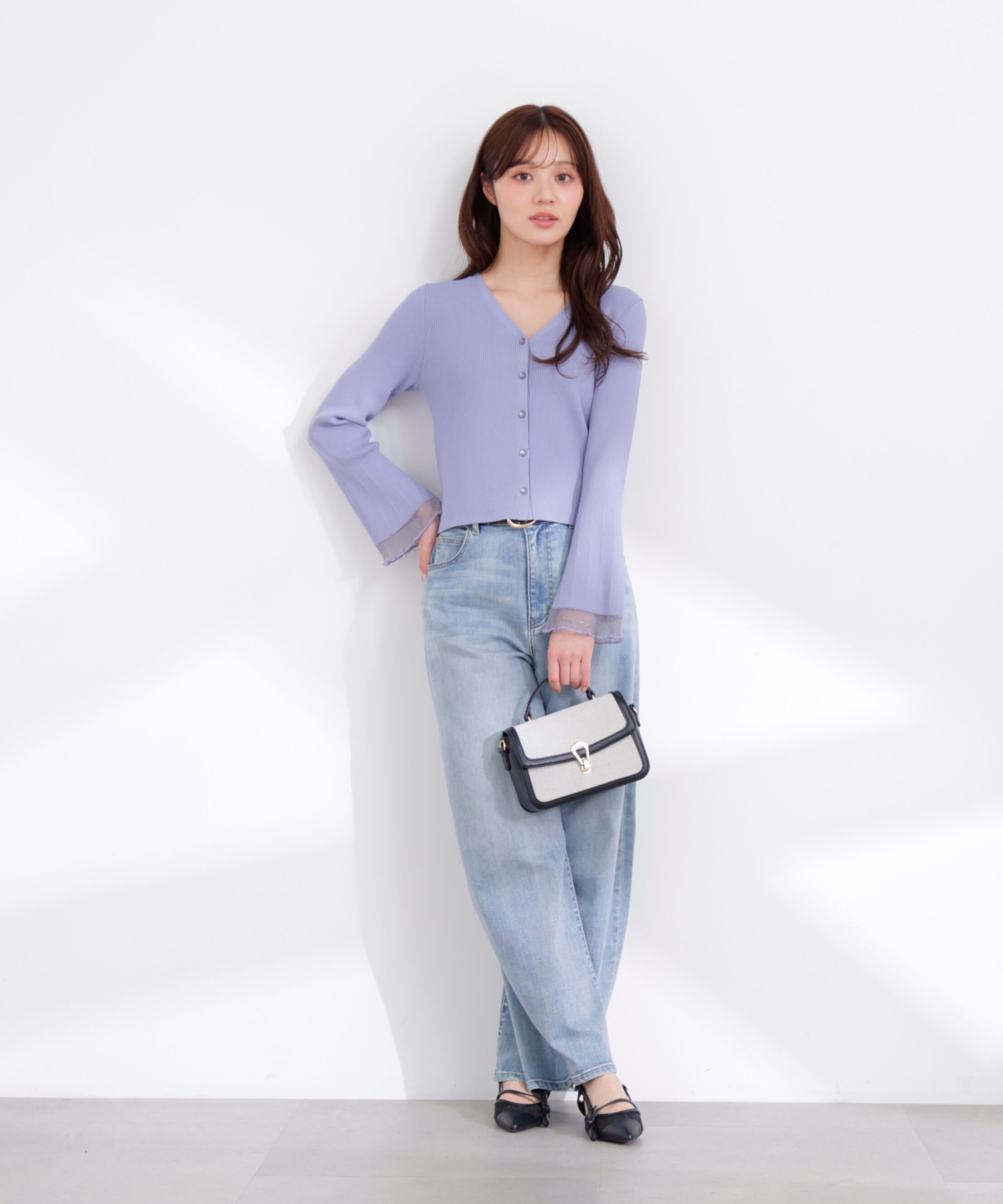 PROPORTION BODY DRESSING「部分シアーリブカーディガン 26SS」|カーディガン|