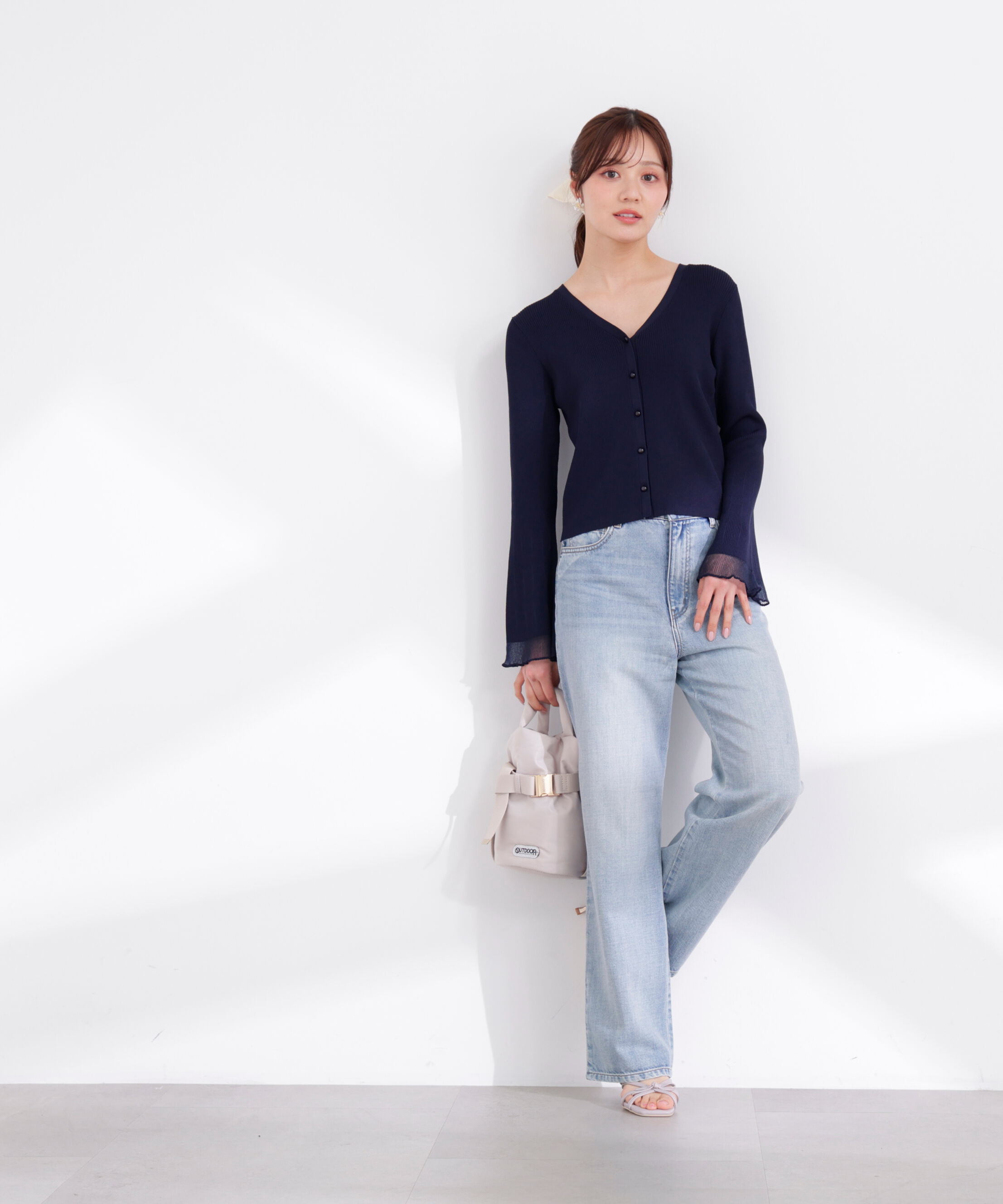 PROPORTION BODY DRESSING「部分シアーリブカーディガン 26SS」|カーディガン|