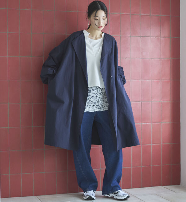 Doux archives「ノーカラーロングコート」|ダッフルコート|