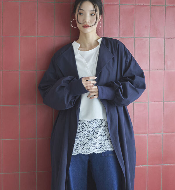 Doux archives「ノーカラーロングコート」|ダッフルコート|