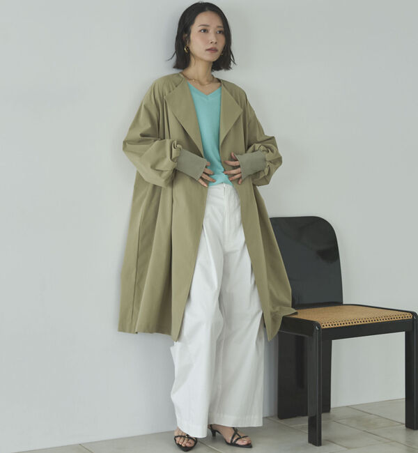 Doux archives「ノーカラーロングコート」|ダッフルコート|