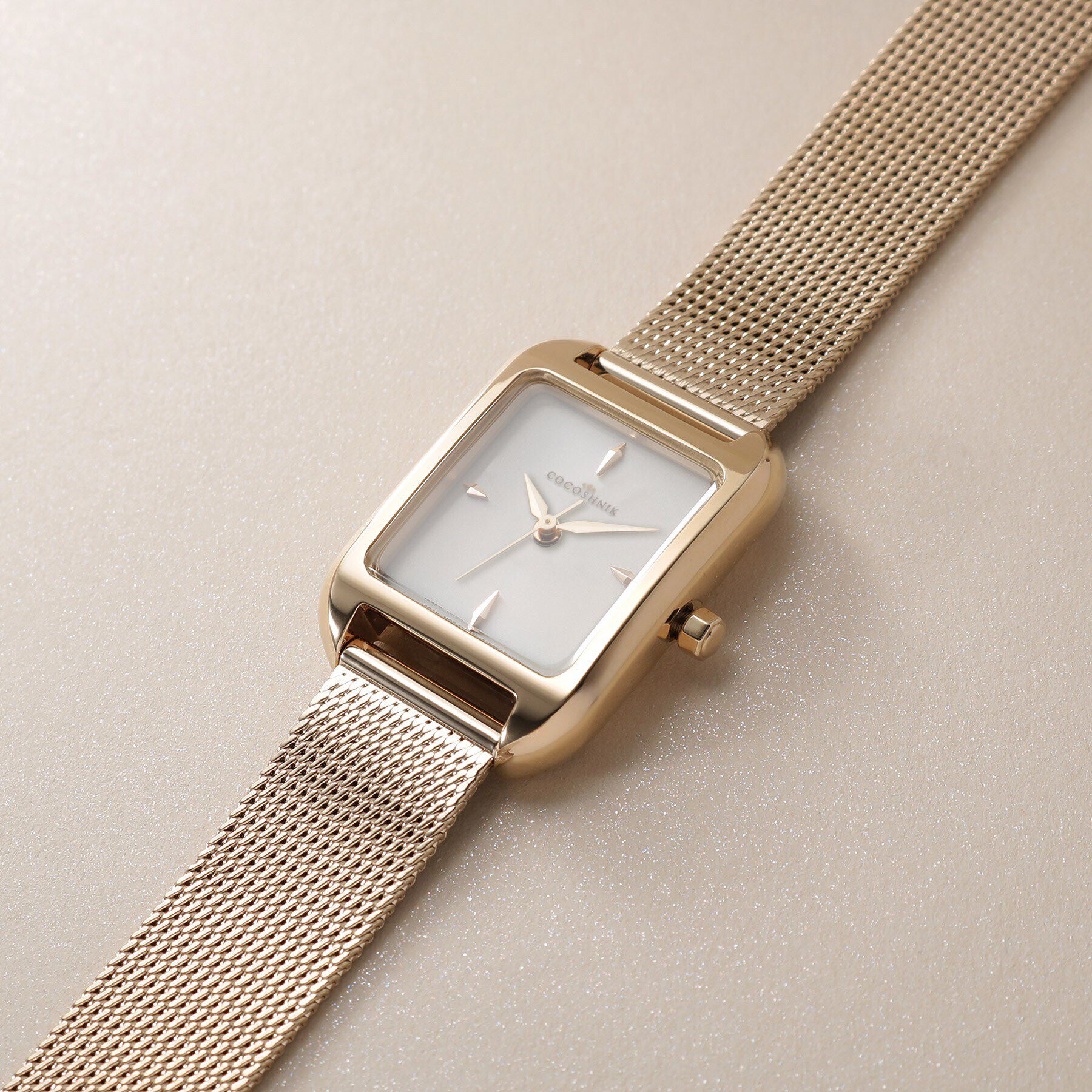 COCOSHNIK「RGスクエアメッシュベルト ウォッチ（ゴールド）」|腕時計|