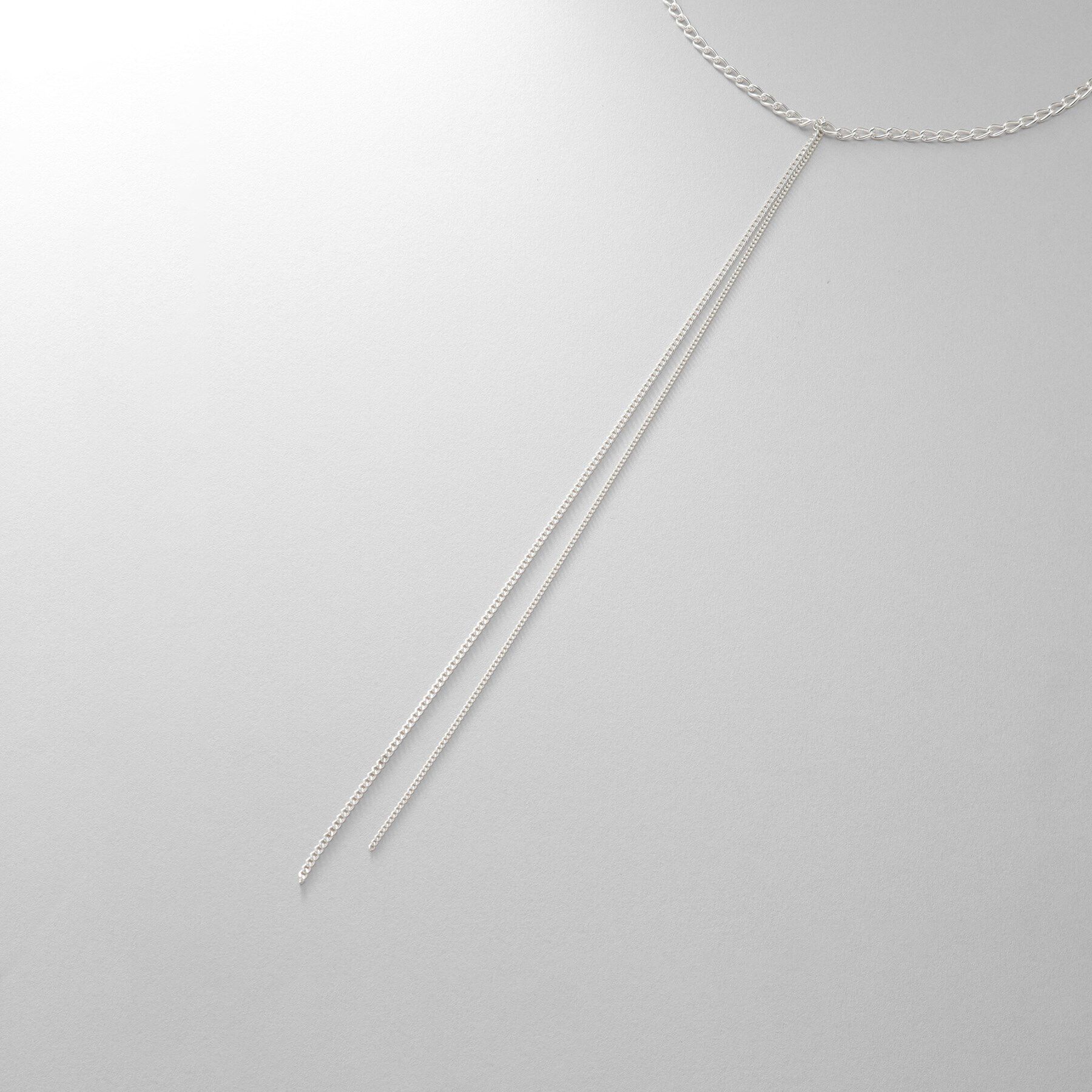 COCOSHNIK ONKITSCH「シルバー ミックスカーブチェーンフリンジ ネックレス」|ネックレス|