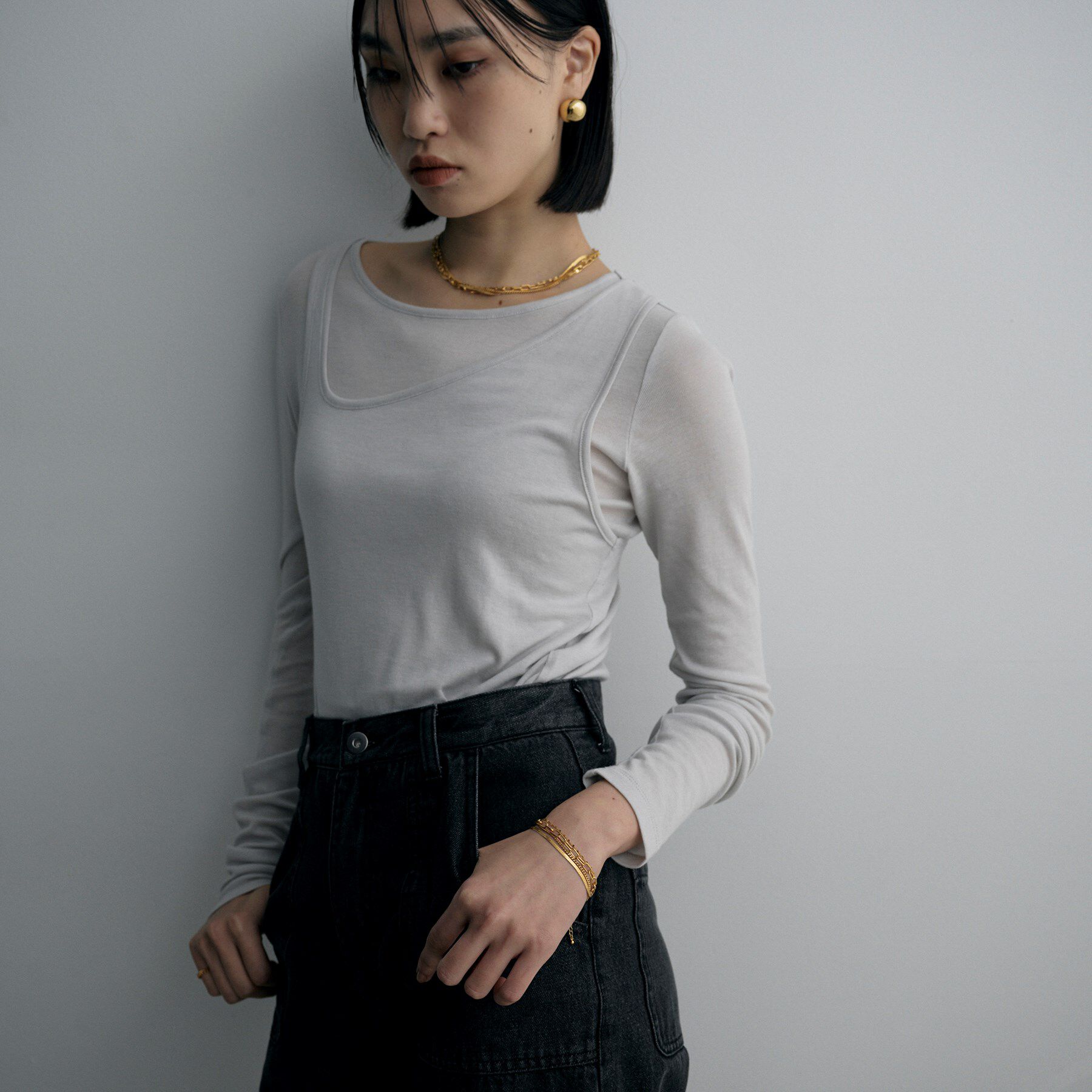 COCOSHNIK ONKITSCH「シルバー コンビネーションチェーン クアッドブレスレット GP」|ブレスレット・バングル|