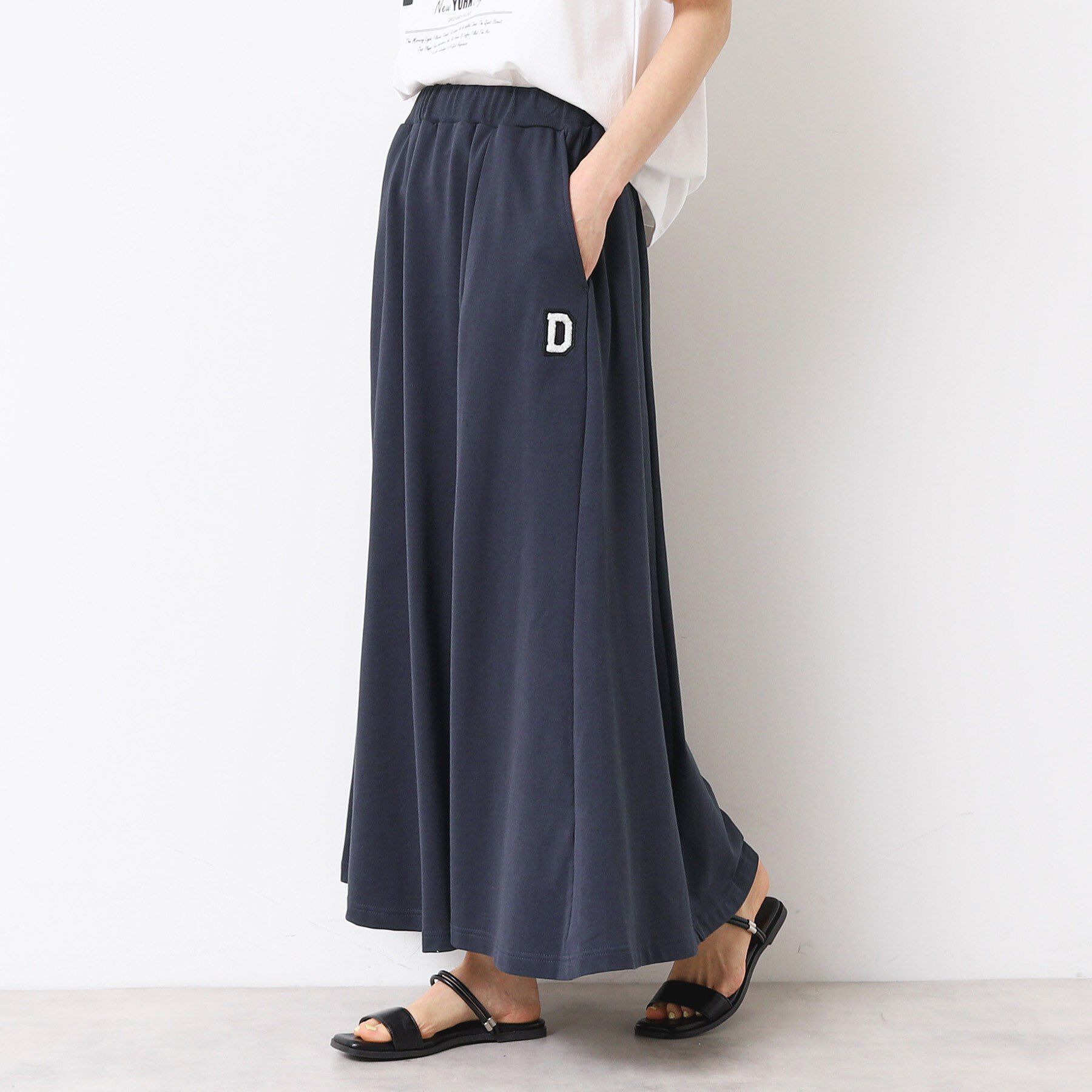 Dessin「【セットアップ可能・ウエストゴム・洗える】ミニ裏毛フレアスカート」|スカート|ネイビー(094)