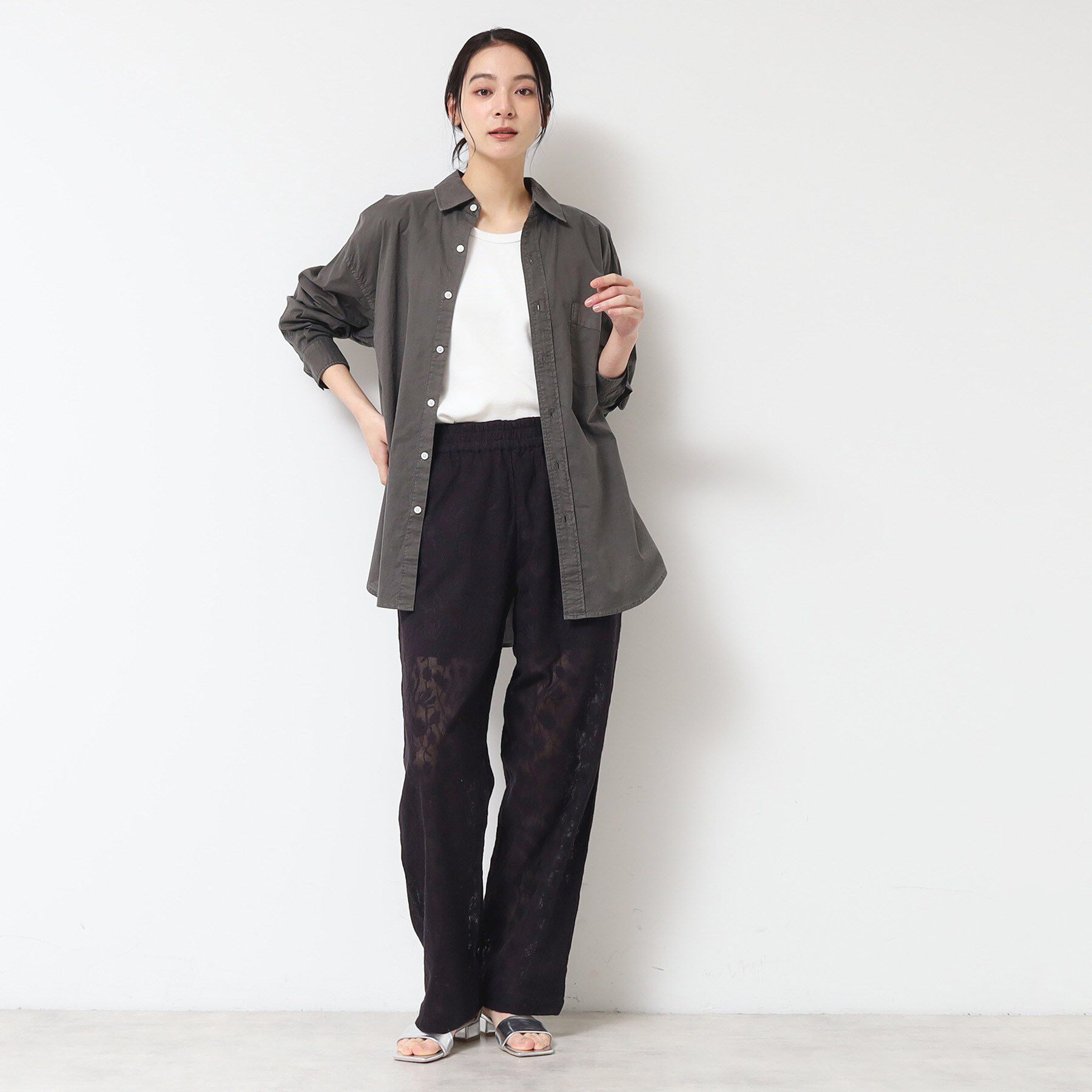 Dessin「【洗える】ピグメント染バックギャザーシャツ」|シャツ・ブラウス|