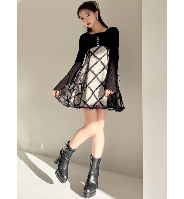 RESEXXY「ドッキングフレアミニニットワンピース」|ワンピース|